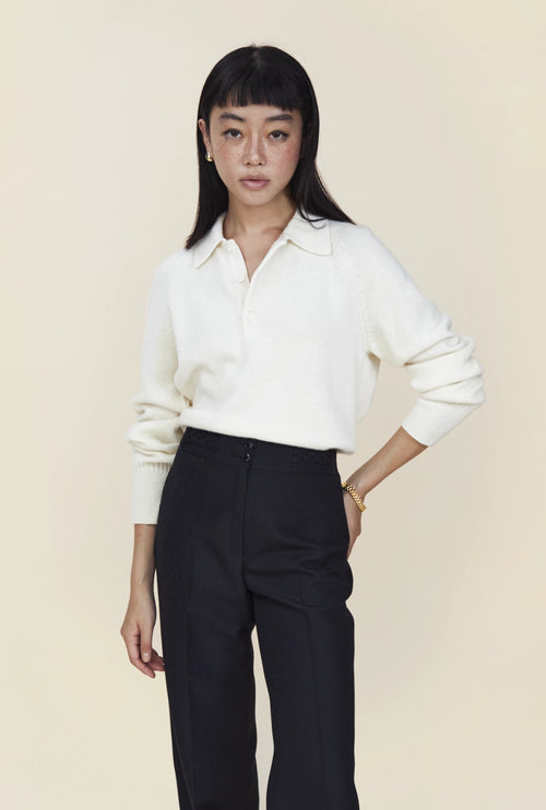 Women's off-white Cashmere polo