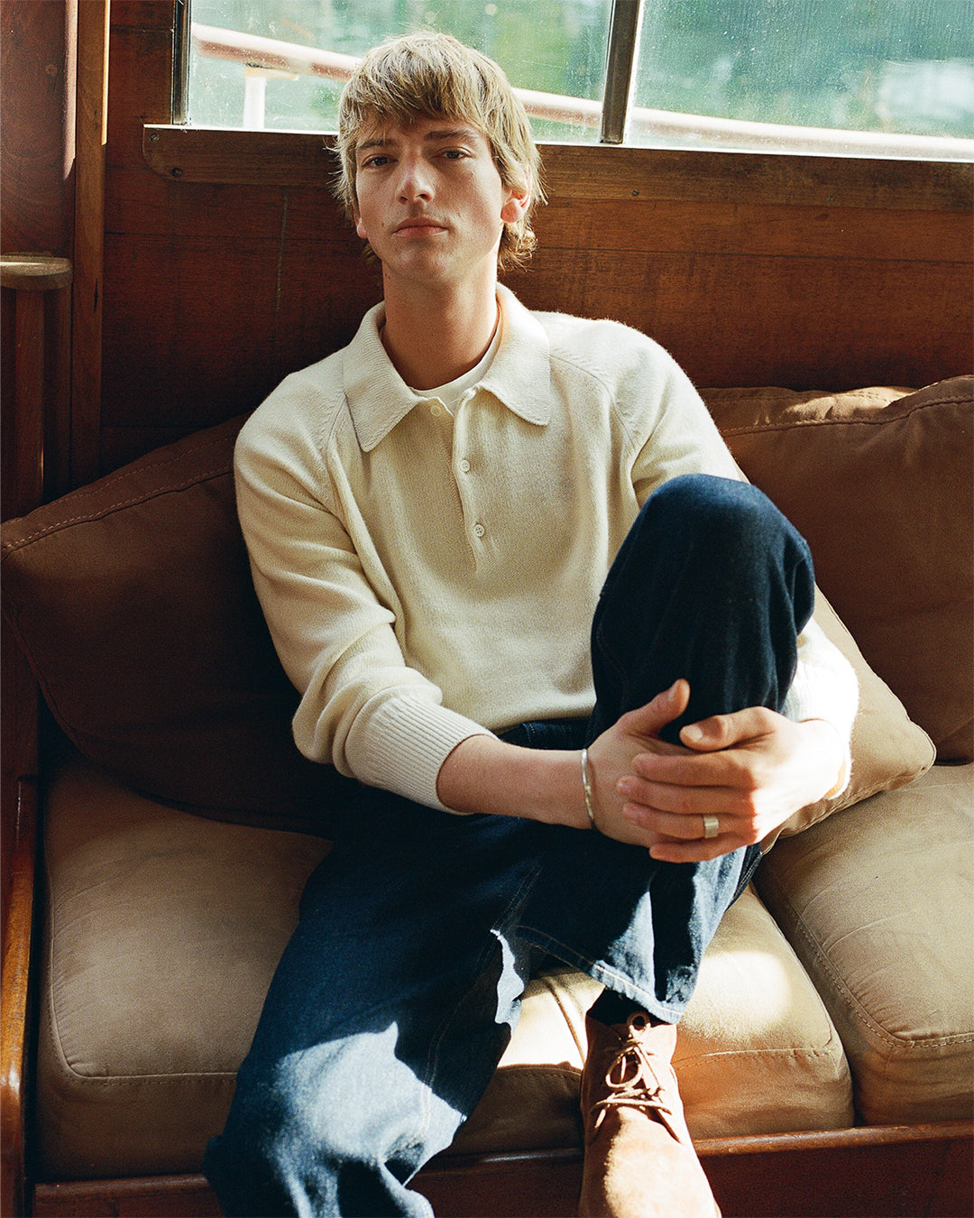 Polo en cachemire Blanc Homme