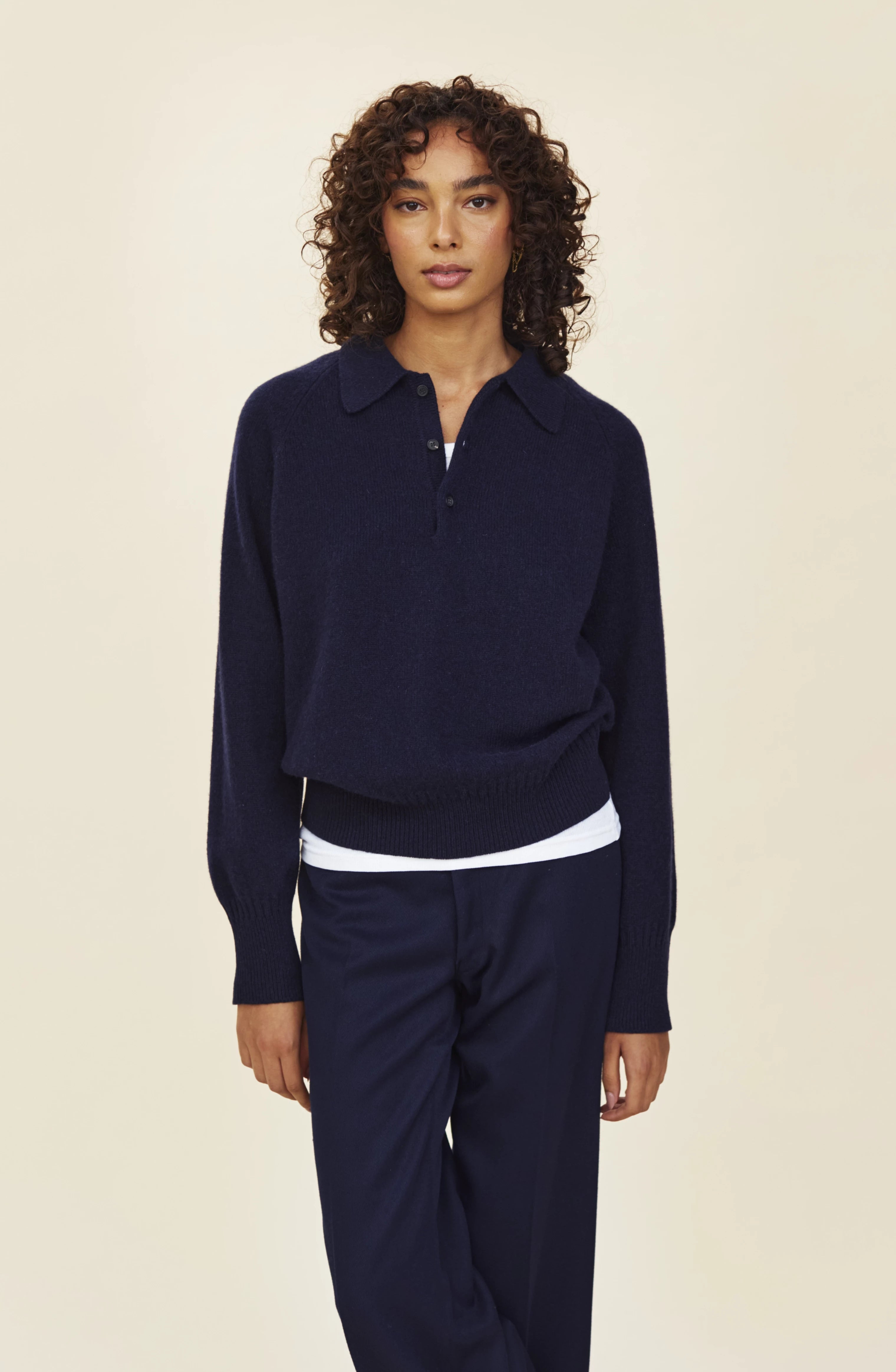 Polo en cachemire Marine foncé Femme