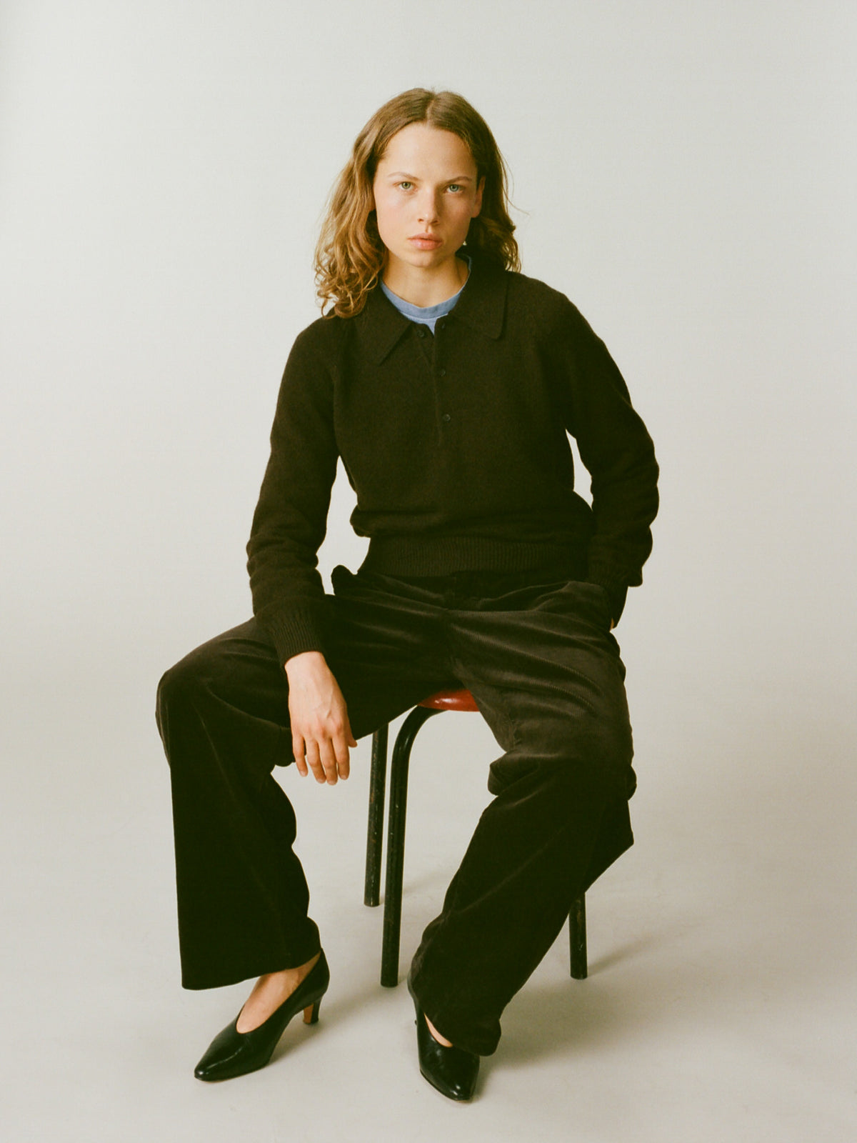 Women's Brown Cashmere Polo Shirt
