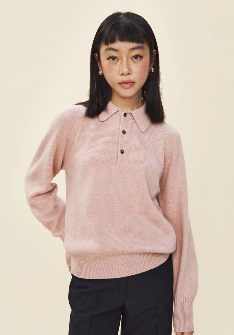 Women's light pink Cashmere Polo 