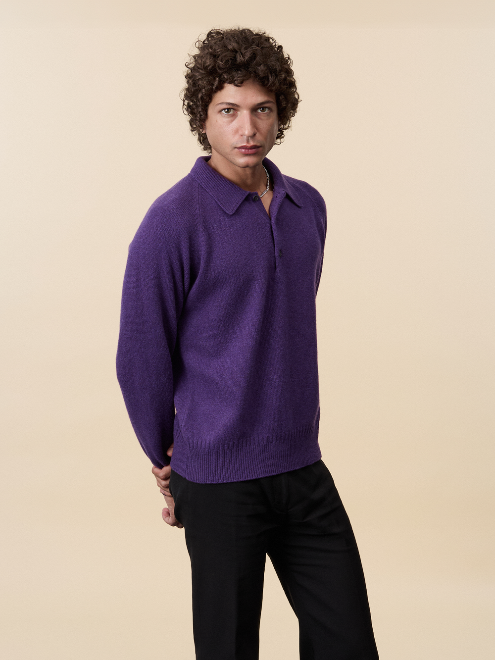 Men's Leo Purple Cashmere Polo Shirt