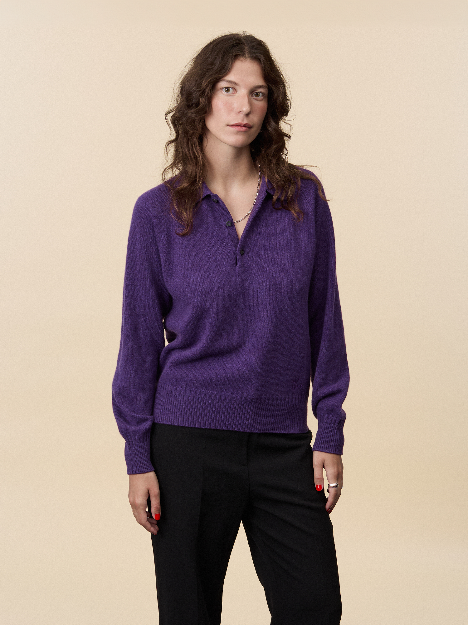 Women's Leo Purple Cashmere Polo Shirt