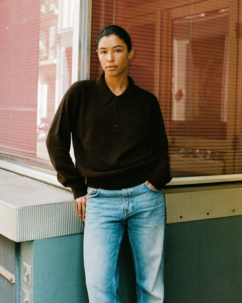 Polo en cachemire Marron Femme