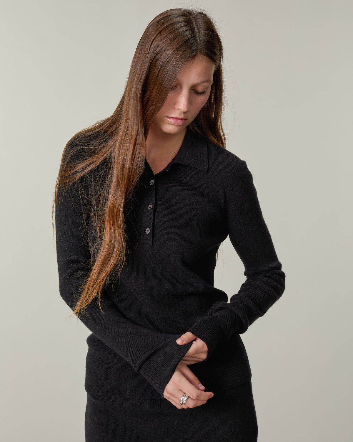 Women's Black Lié Studio Knit Polo