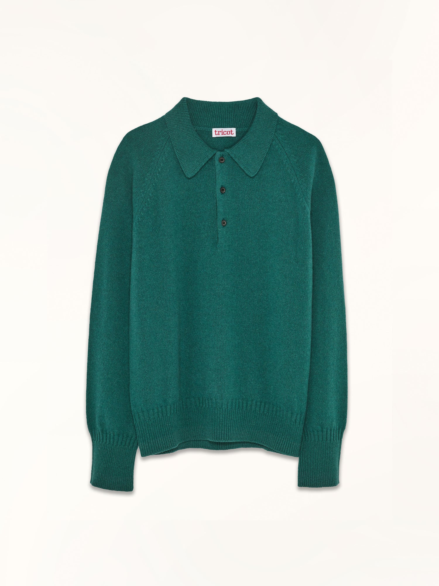 Polo en cachemire Vert Bouteille Homme