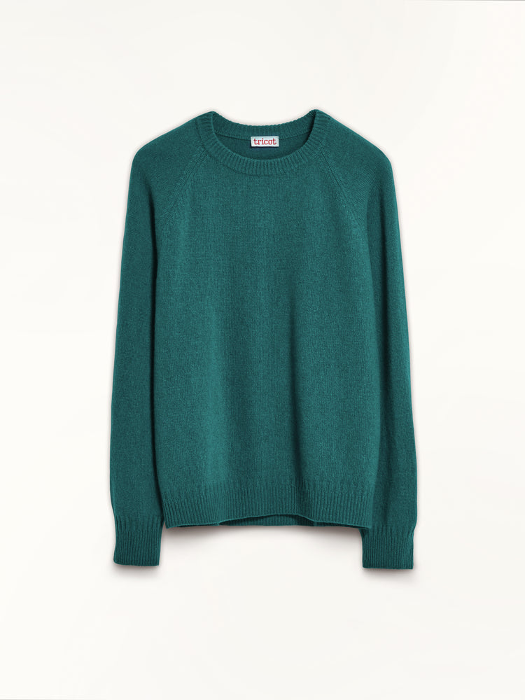 Men's cashmere crewneck sweater in Bottle-green
