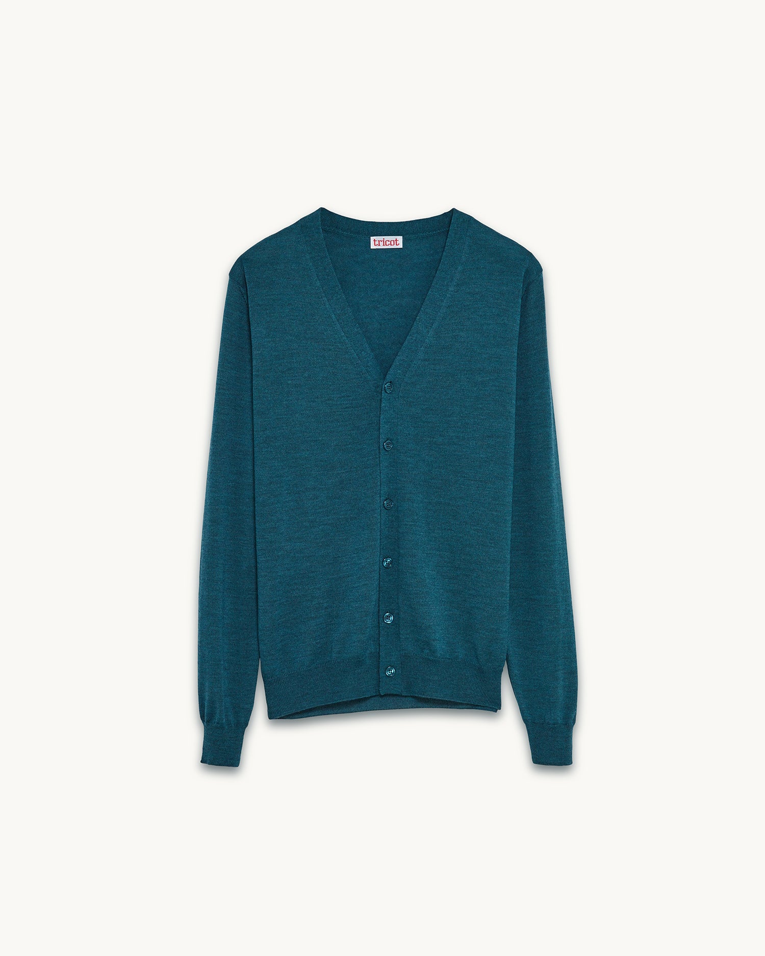 Men's green cardigan in extrafine wool
