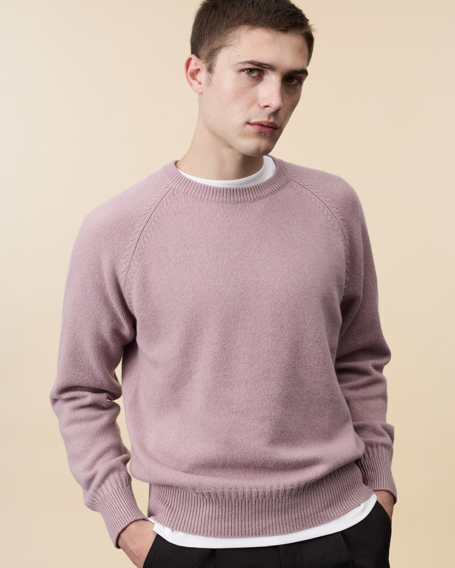 Col rond en cachemire Pink Homme