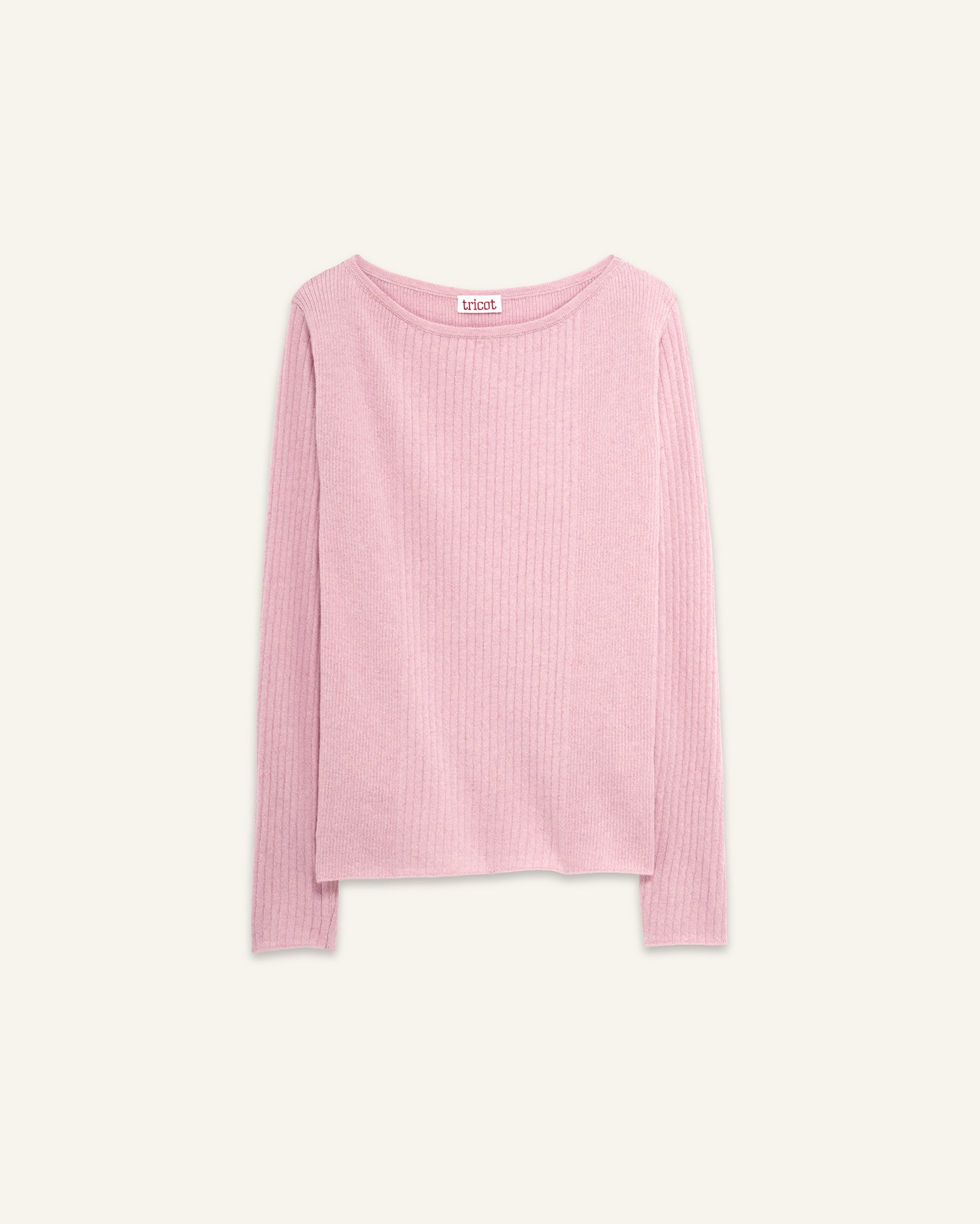 トップス draw Boat Neck Long Tee PINK Women's Pink Boat Neck | Tricot