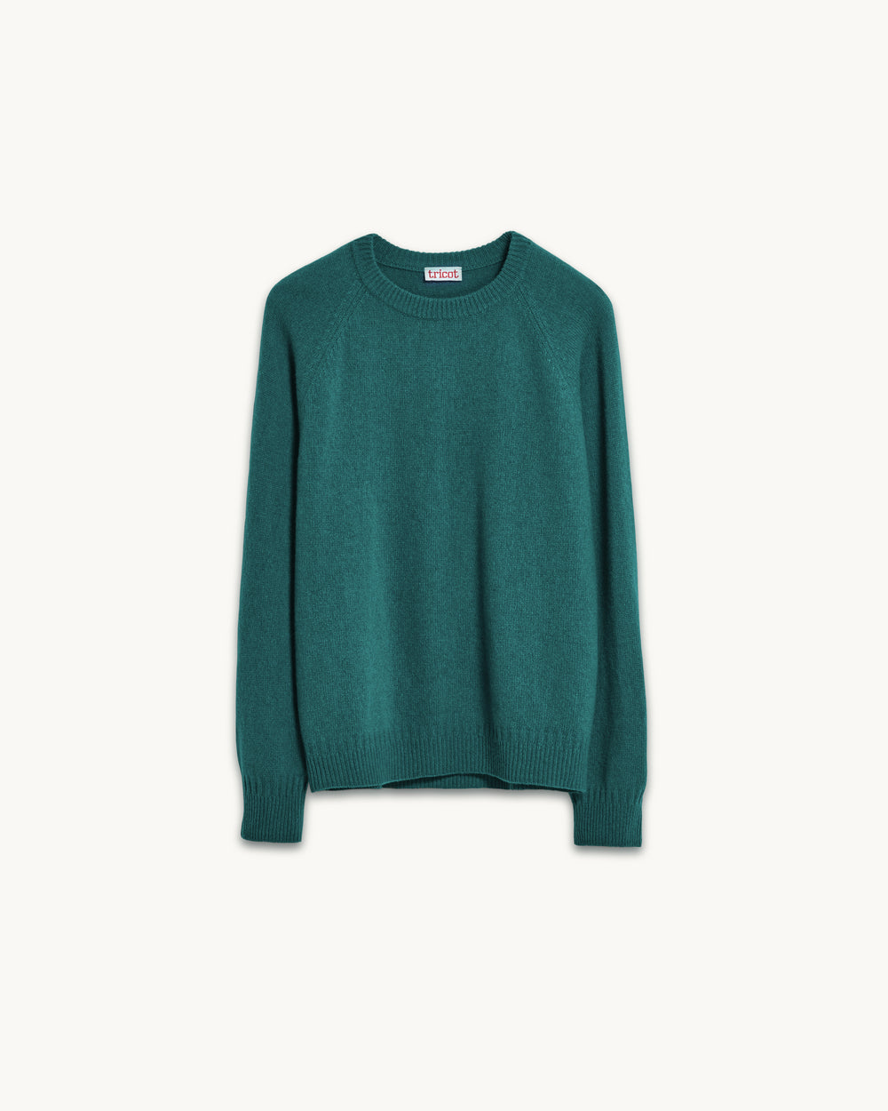 Pull col rond en cachemire Vert bouteille Femme