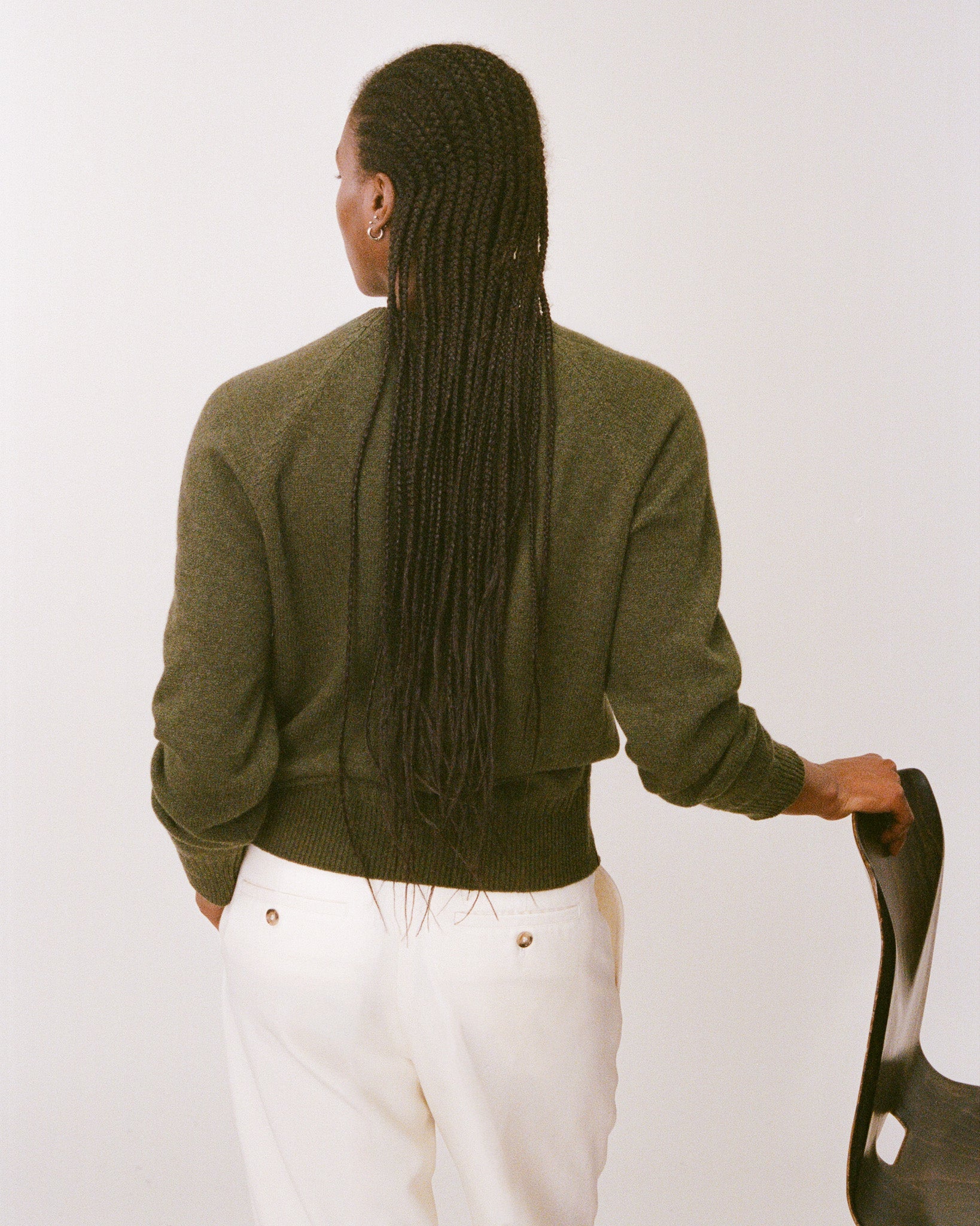 Women's Khaki Crewneck cashmere sweater | Tricot