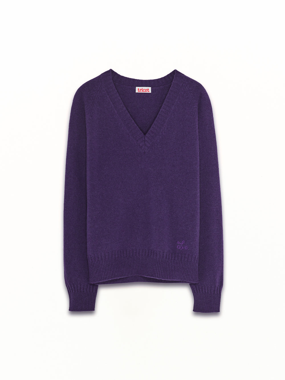 Men's Leo Purple Cashmere V-Neck