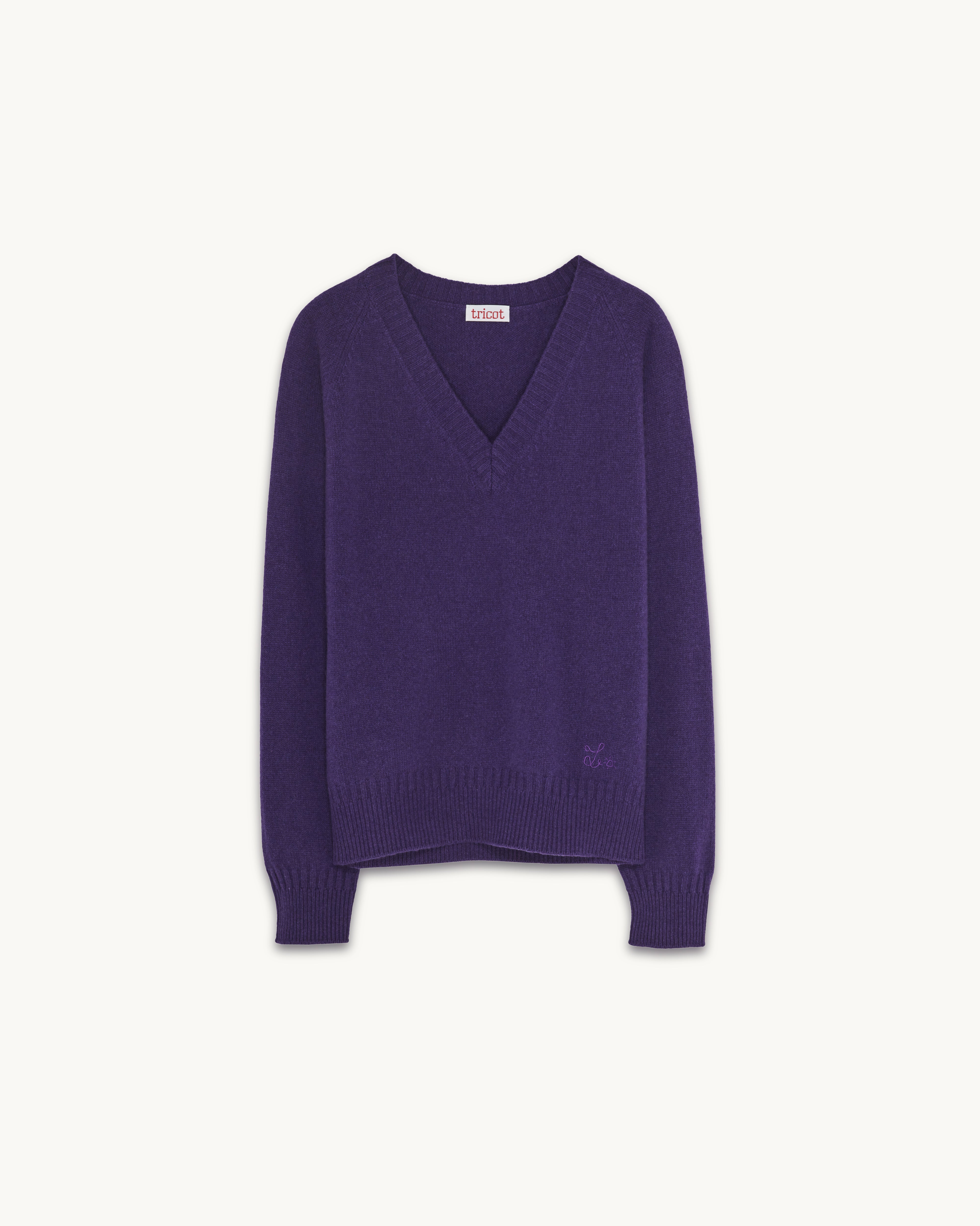 Women's Léo Purple Cashmere V-Neck