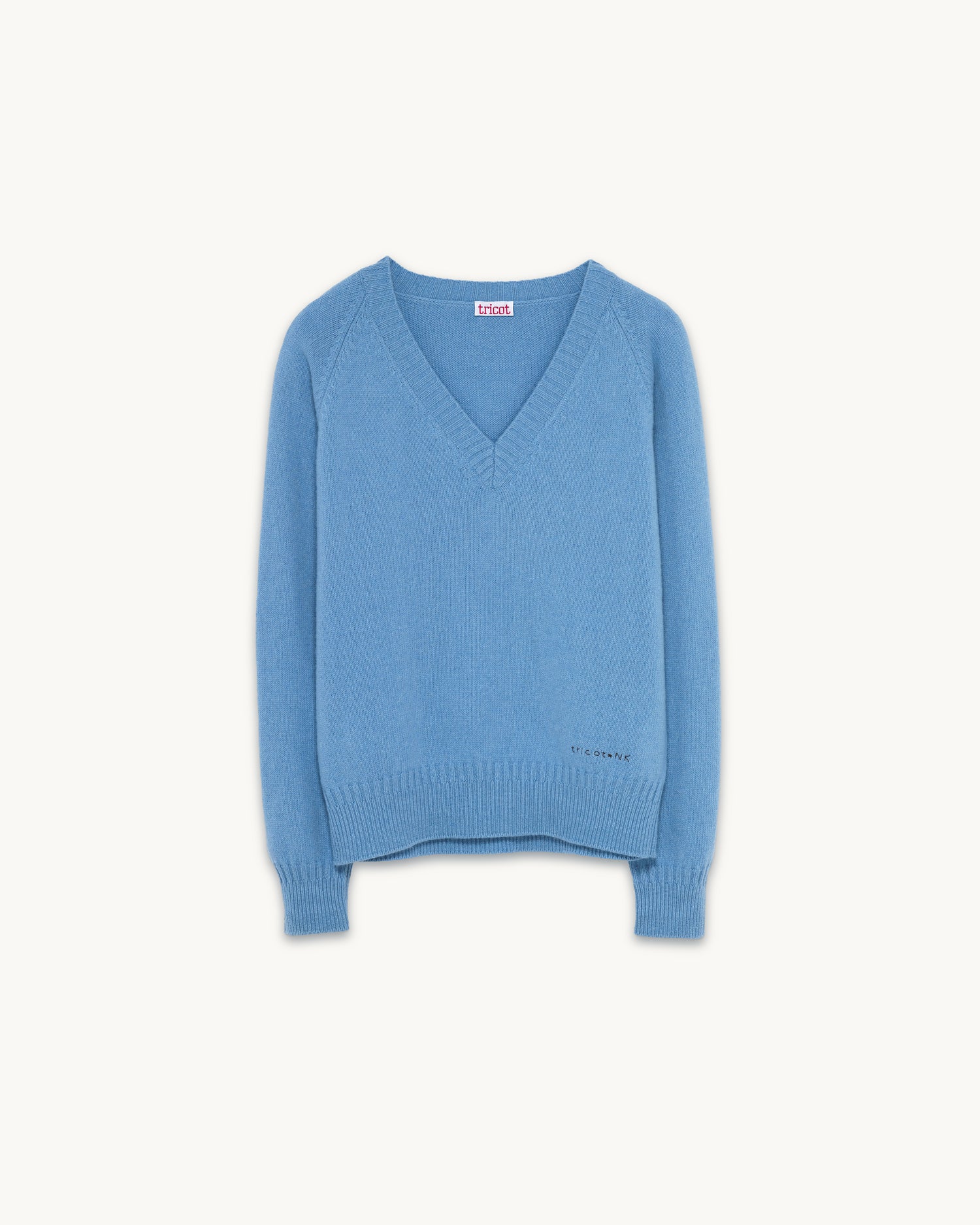 Col V en cachemire bleu Nina homme