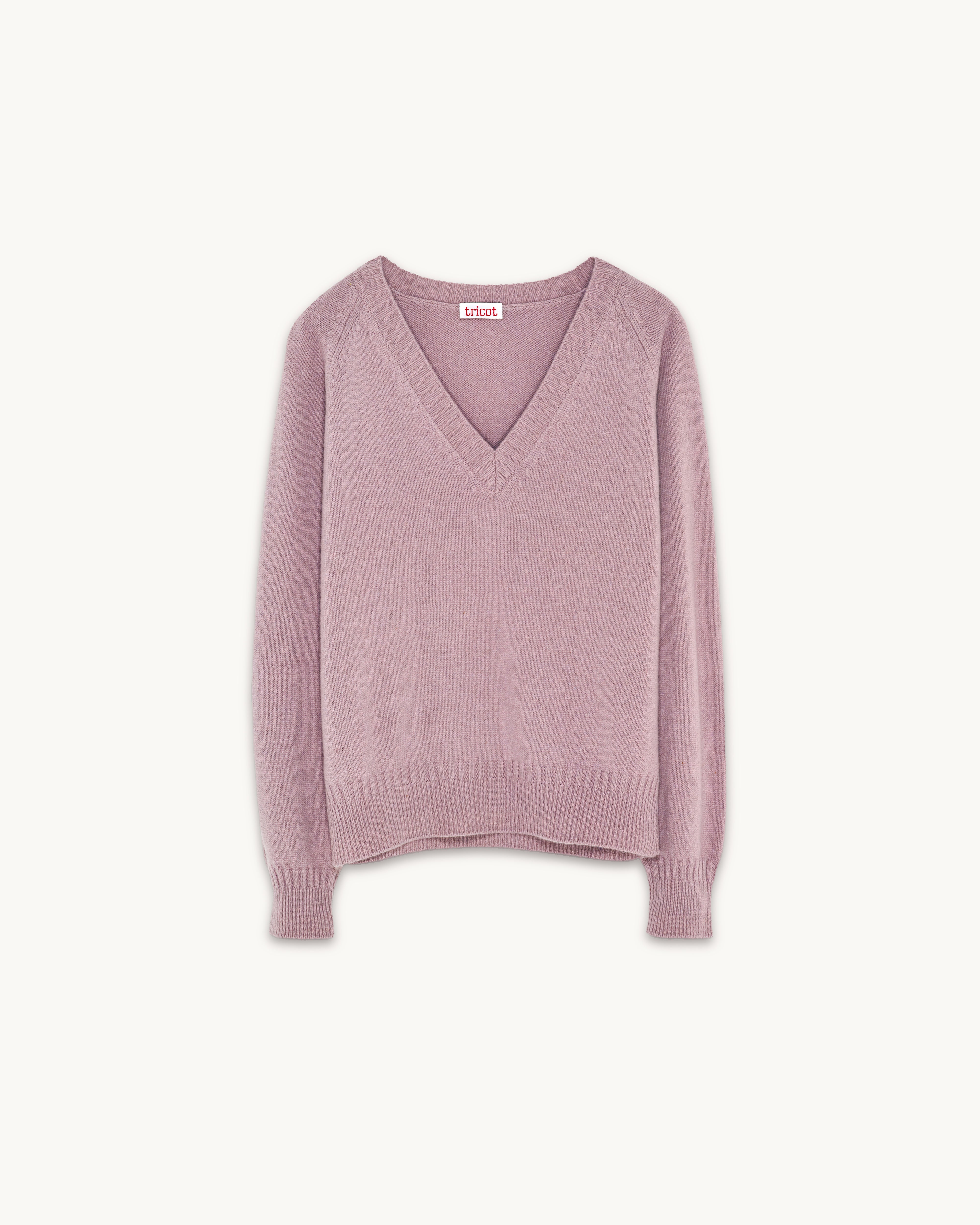 Women's Pink Cashmere V-Neck