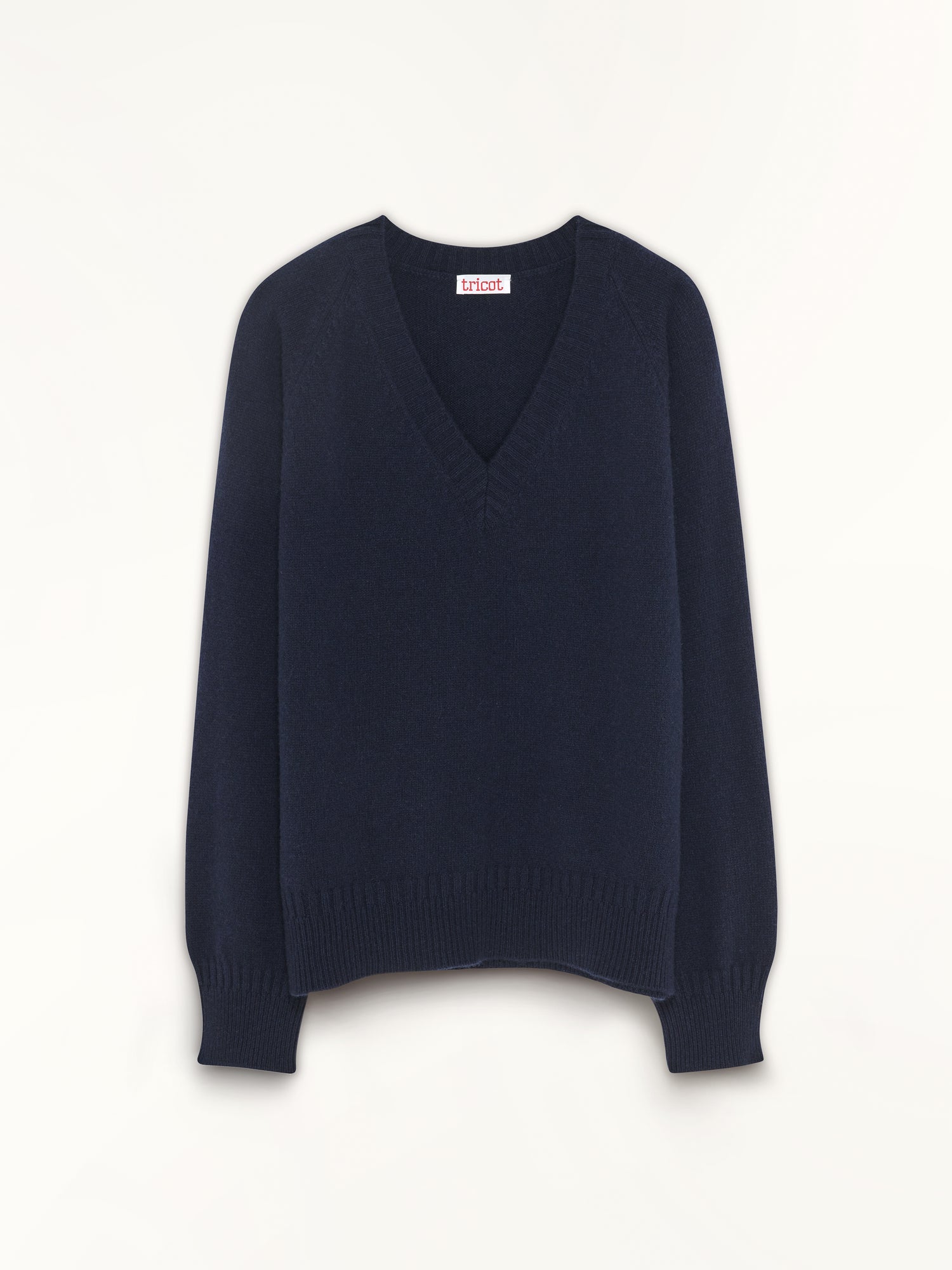 Women's navy cashmere V-neck