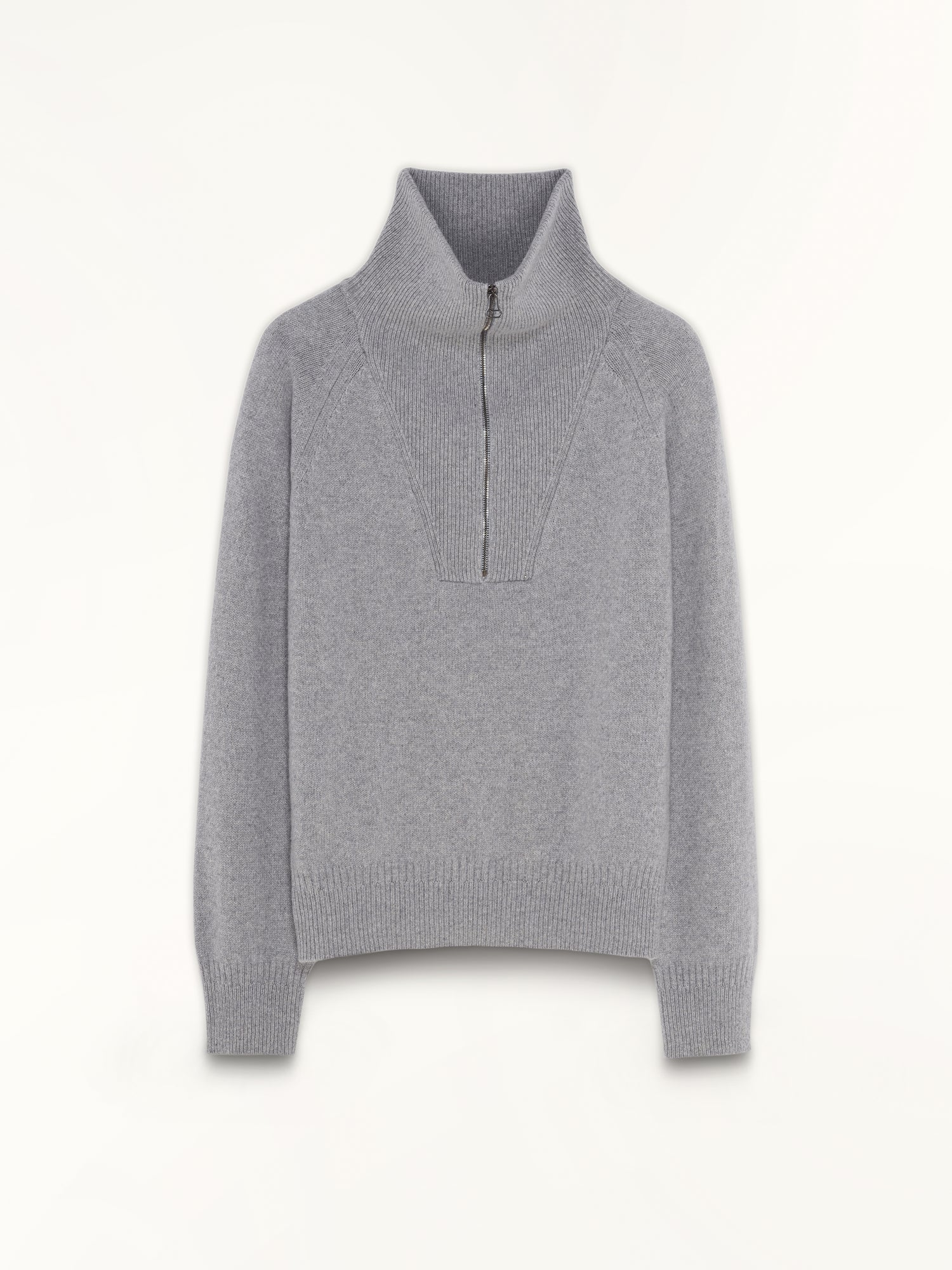 Pull col zippé en cachemire Gris Femme