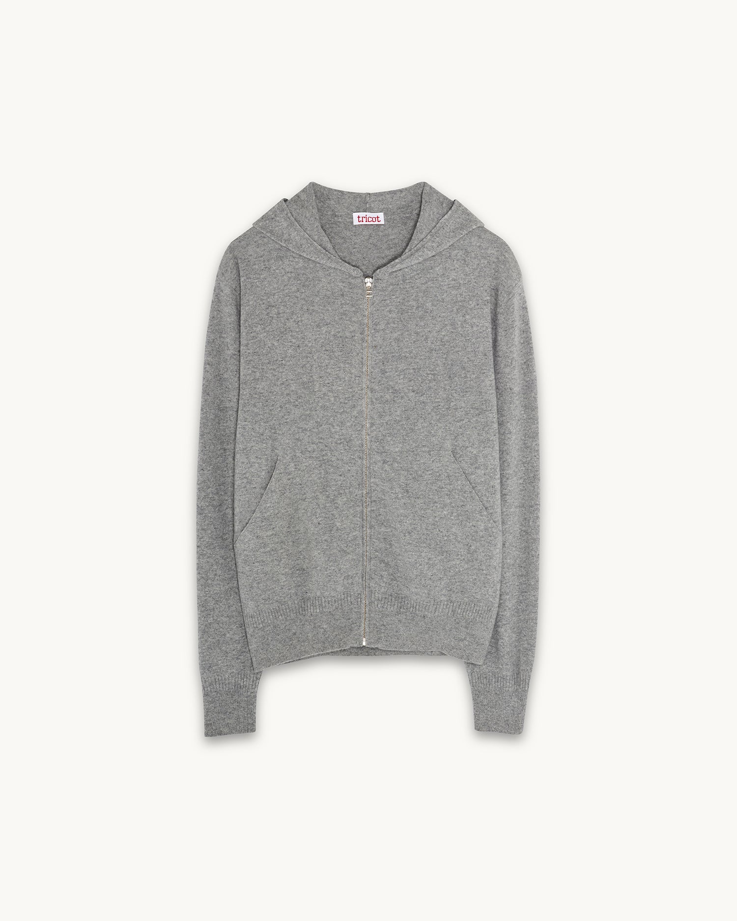 Light gray cashmere hoodie for men | Tricot