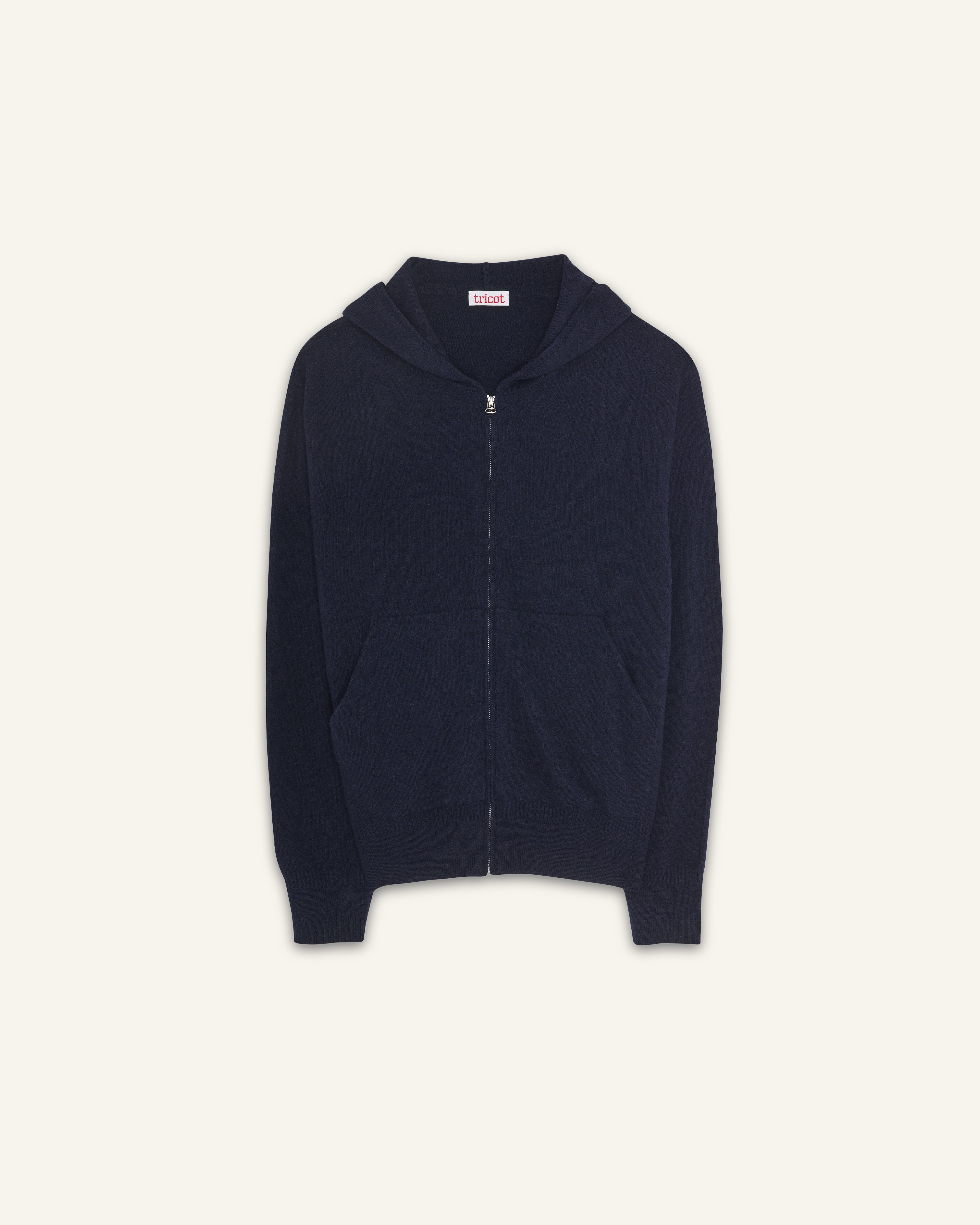 Hoodie cachemire léger Marine foncé femme