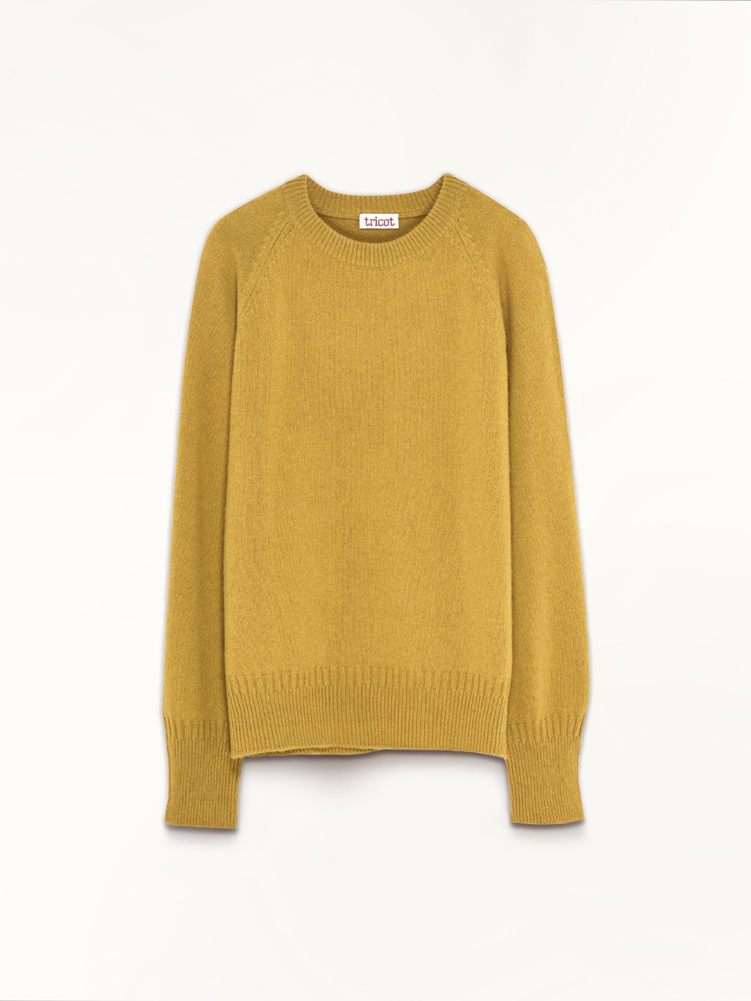 Pull col rond en cachemire Jaune Femme