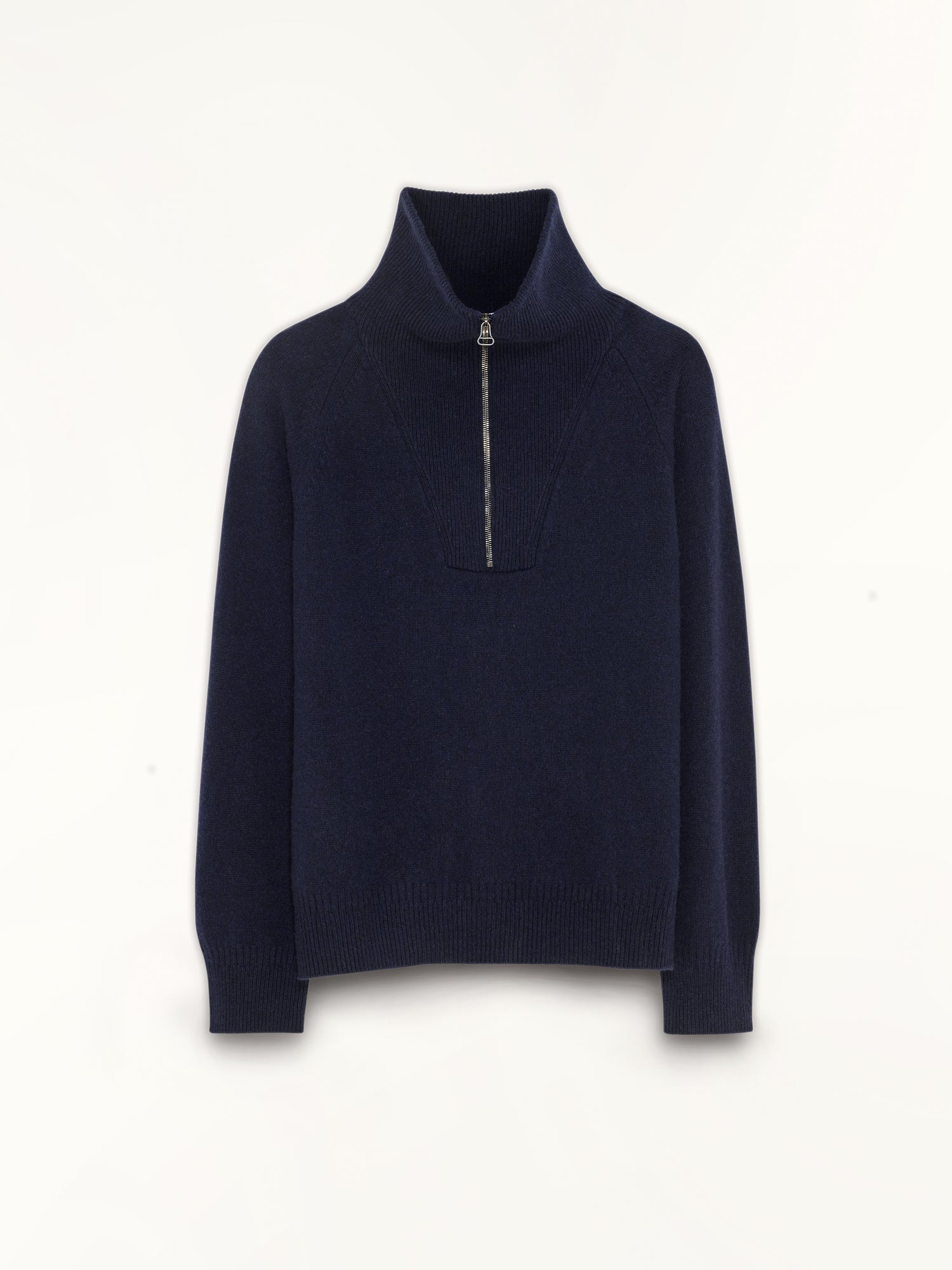 Women's dark navy cashmere zip collar