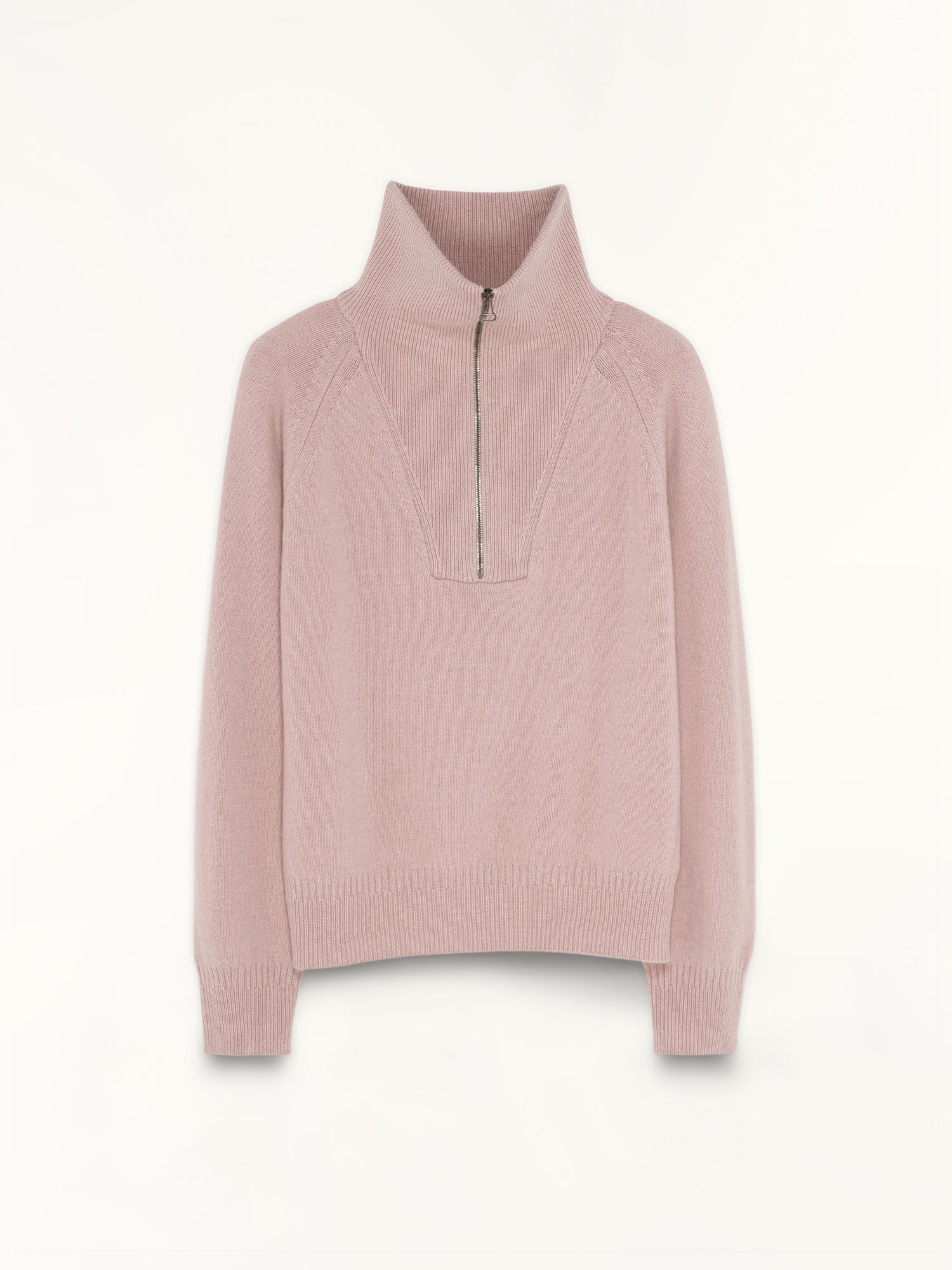 Pull col zippé en cachemire Rose Homme