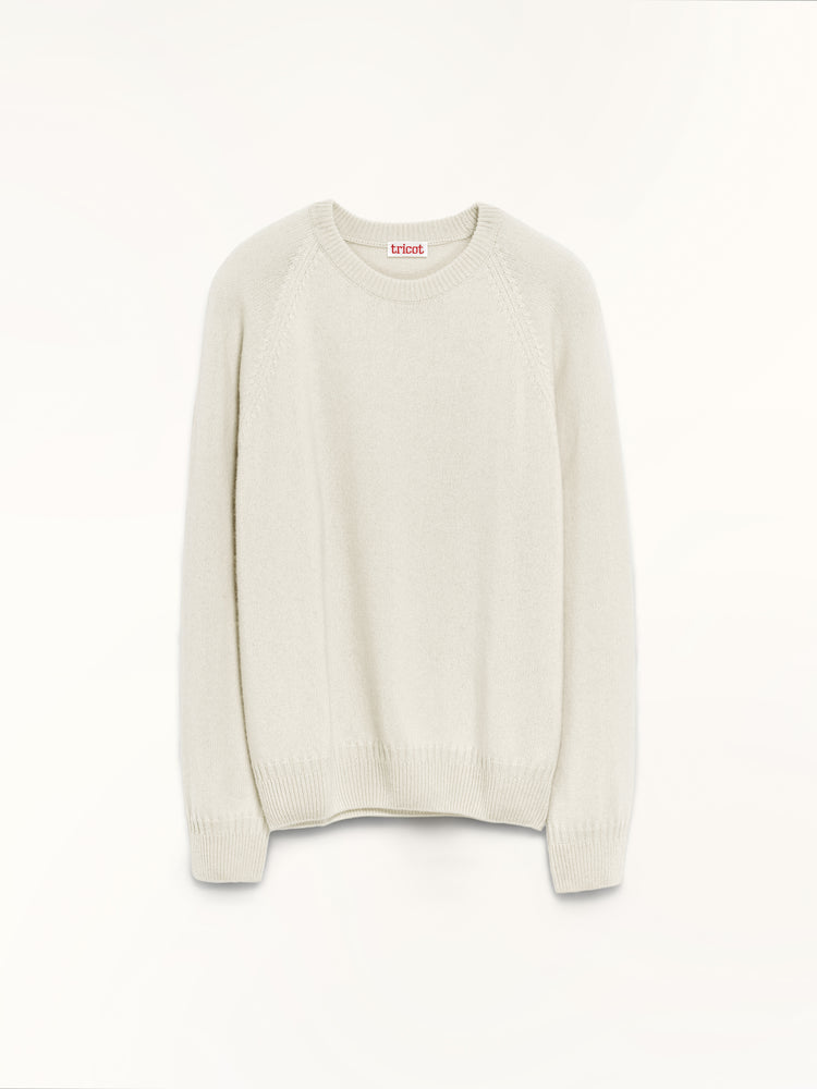 Pull col rond en cachemire Blanc Homme