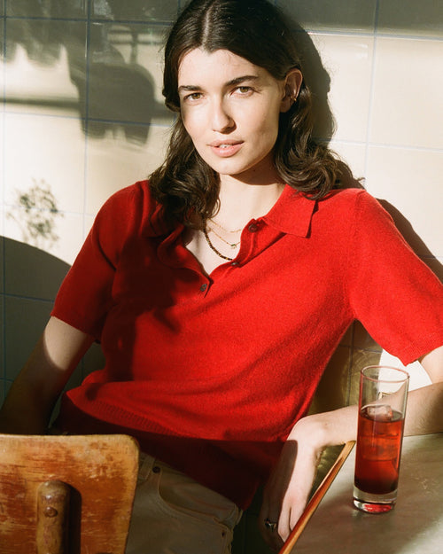 Petit Polo cachemire léger Rouge femme