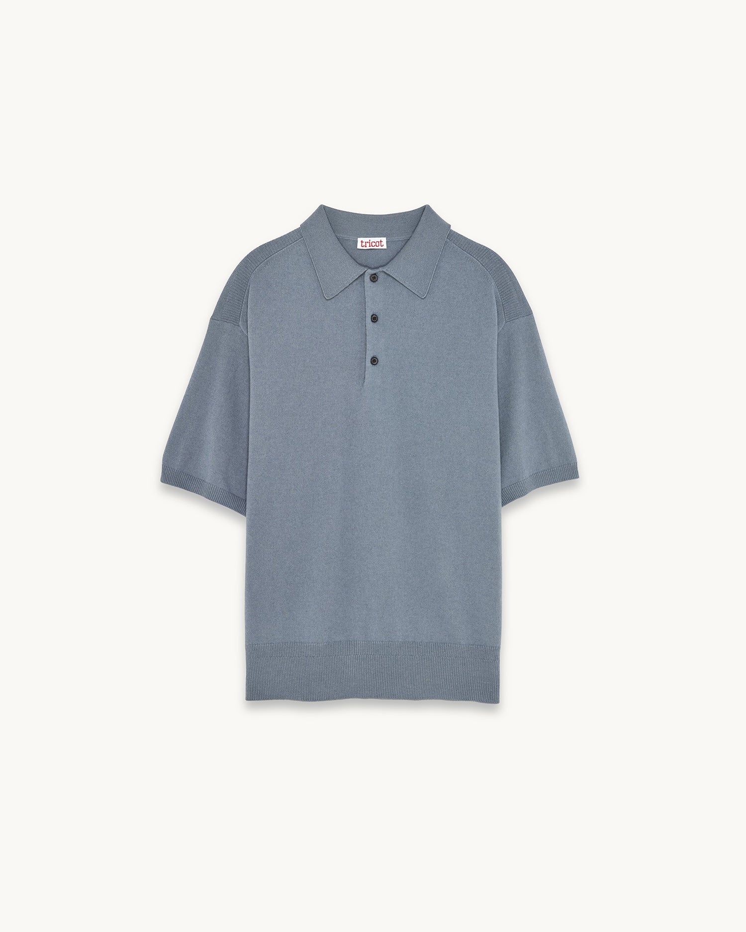 Polo cachemire et coton Bleu acier Femme