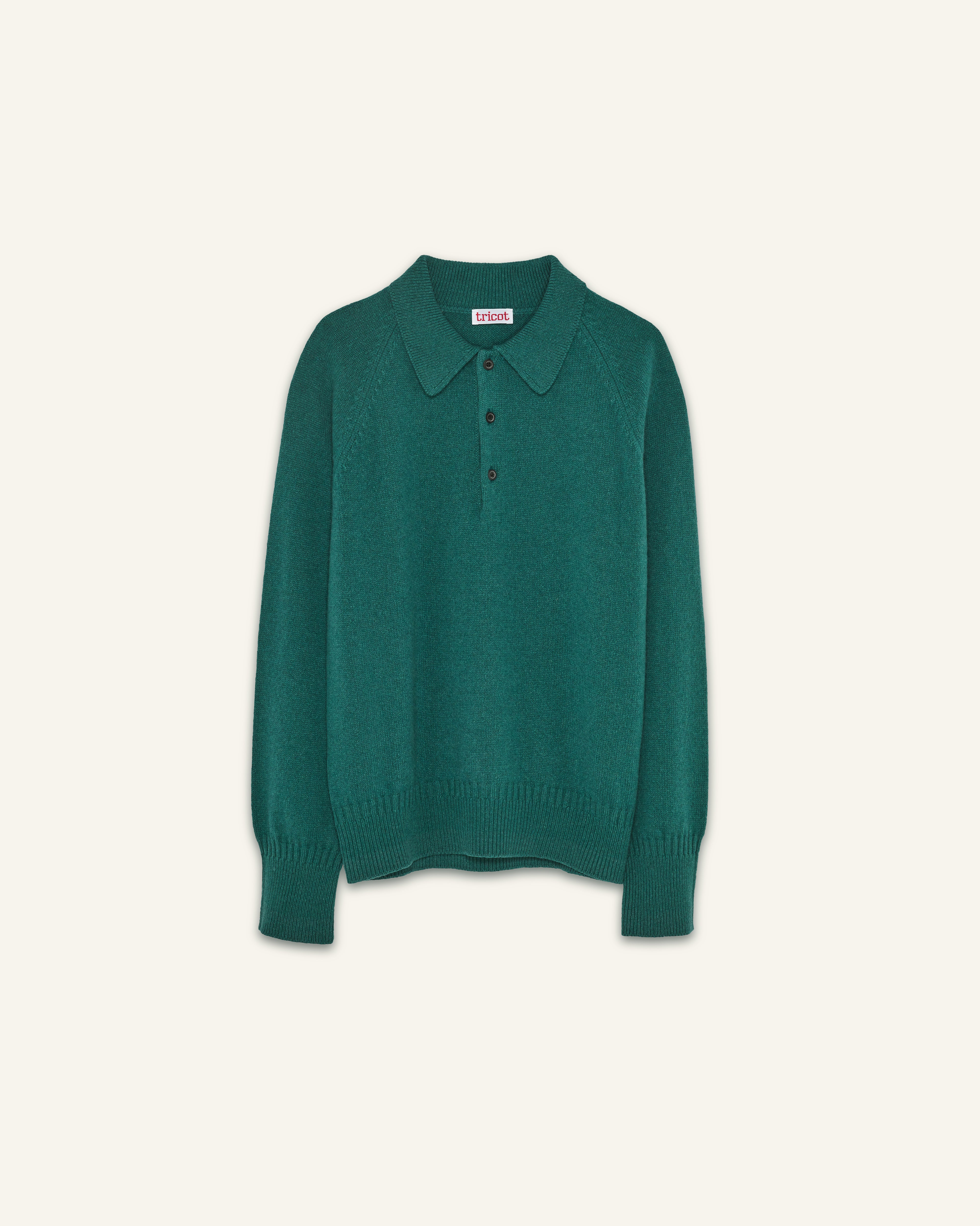 Polo en cachemire Vert Bouteille Homme