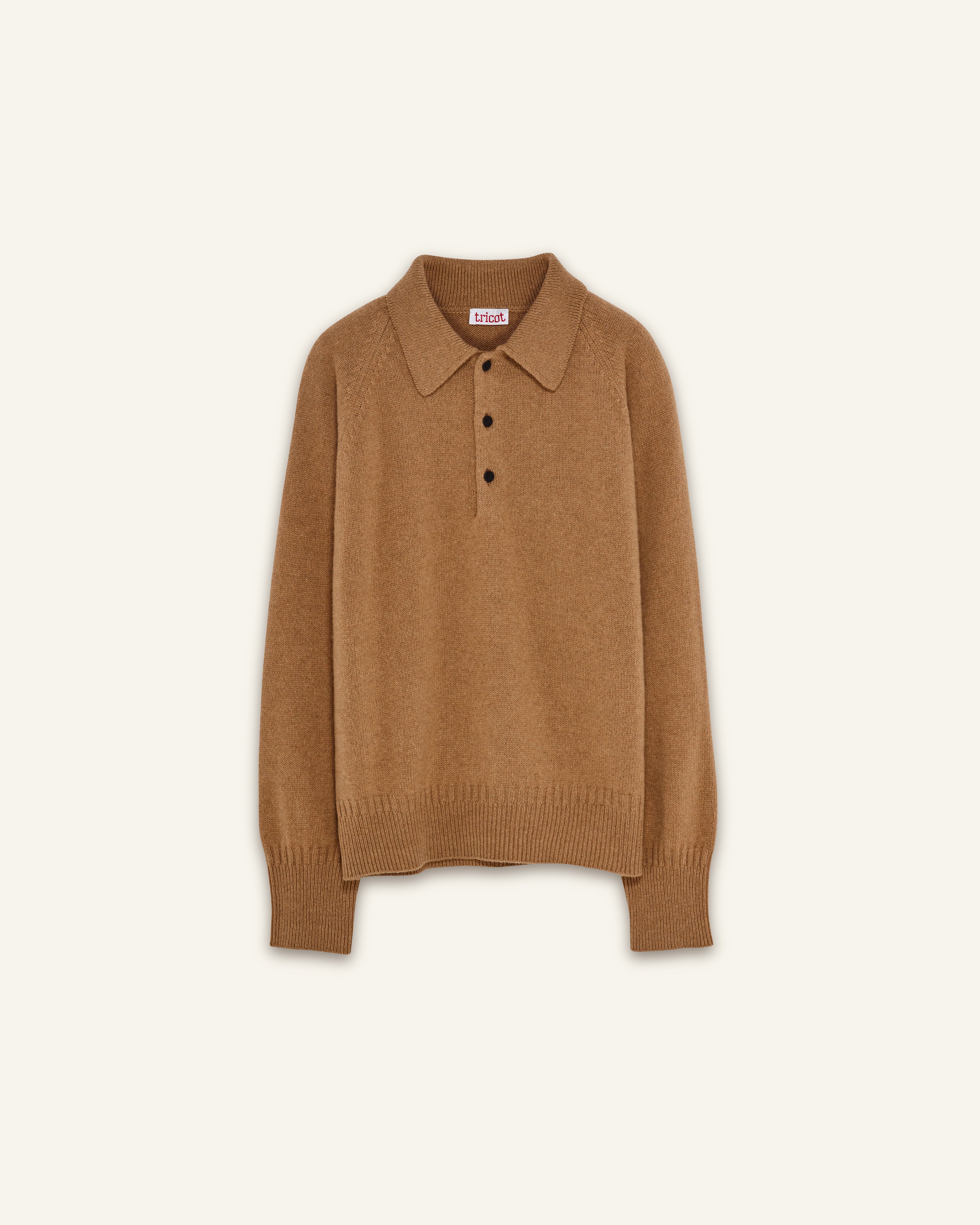 Polo en cachemire Camel Homme