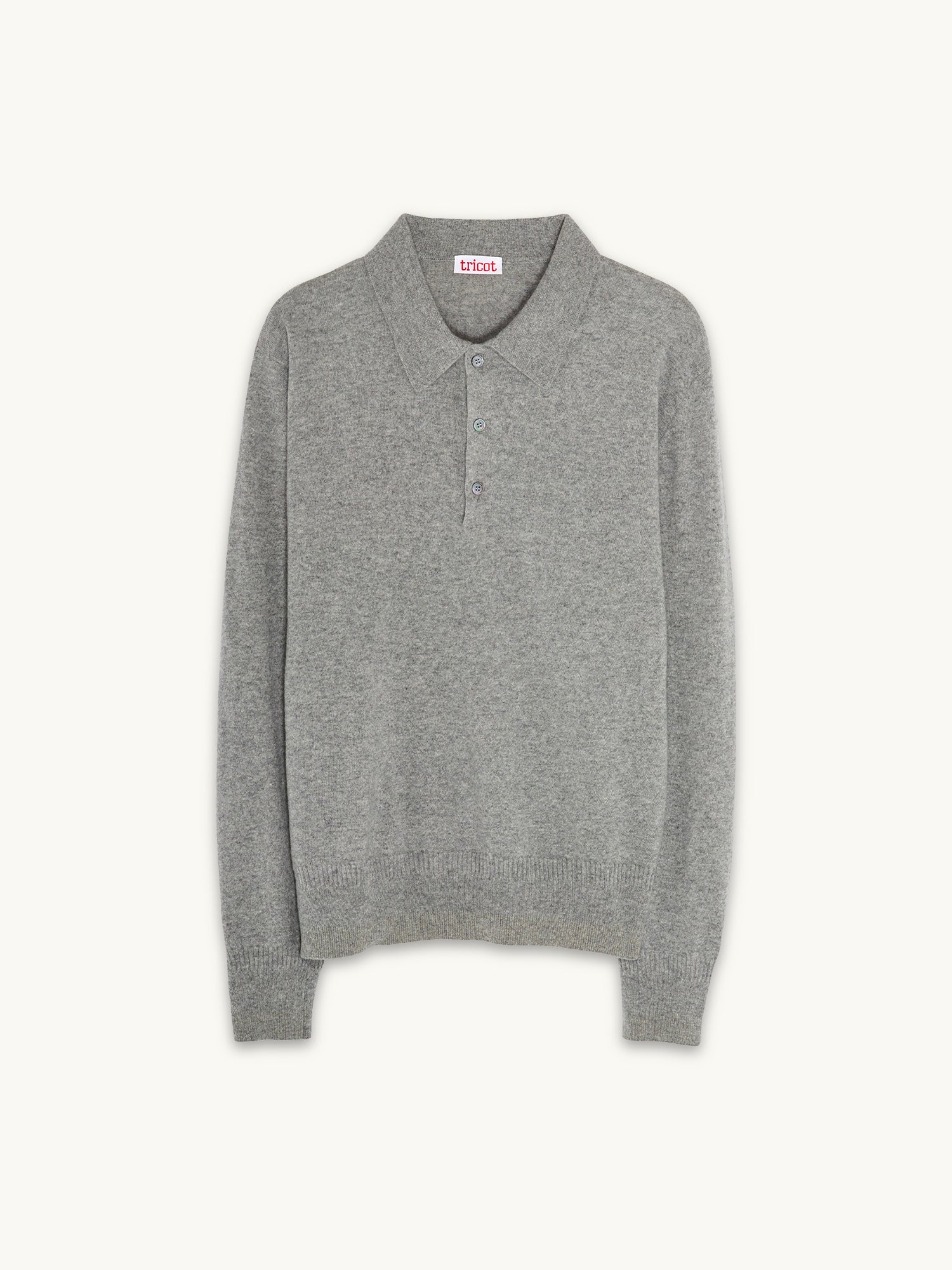 Light gray cashmere polo shirt for men