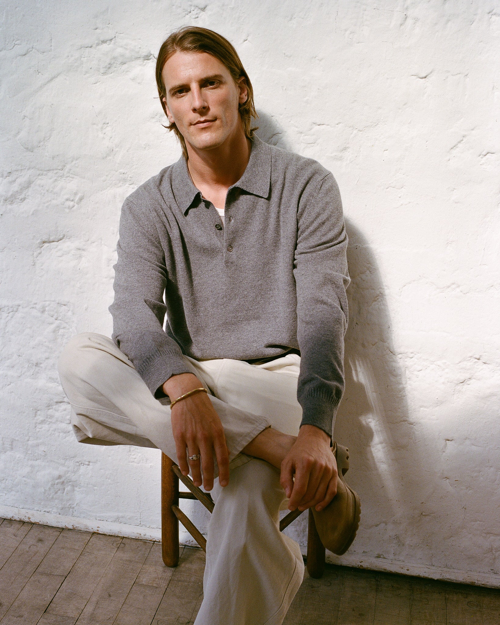 Polo cachemire léger Gris homme - Tricot