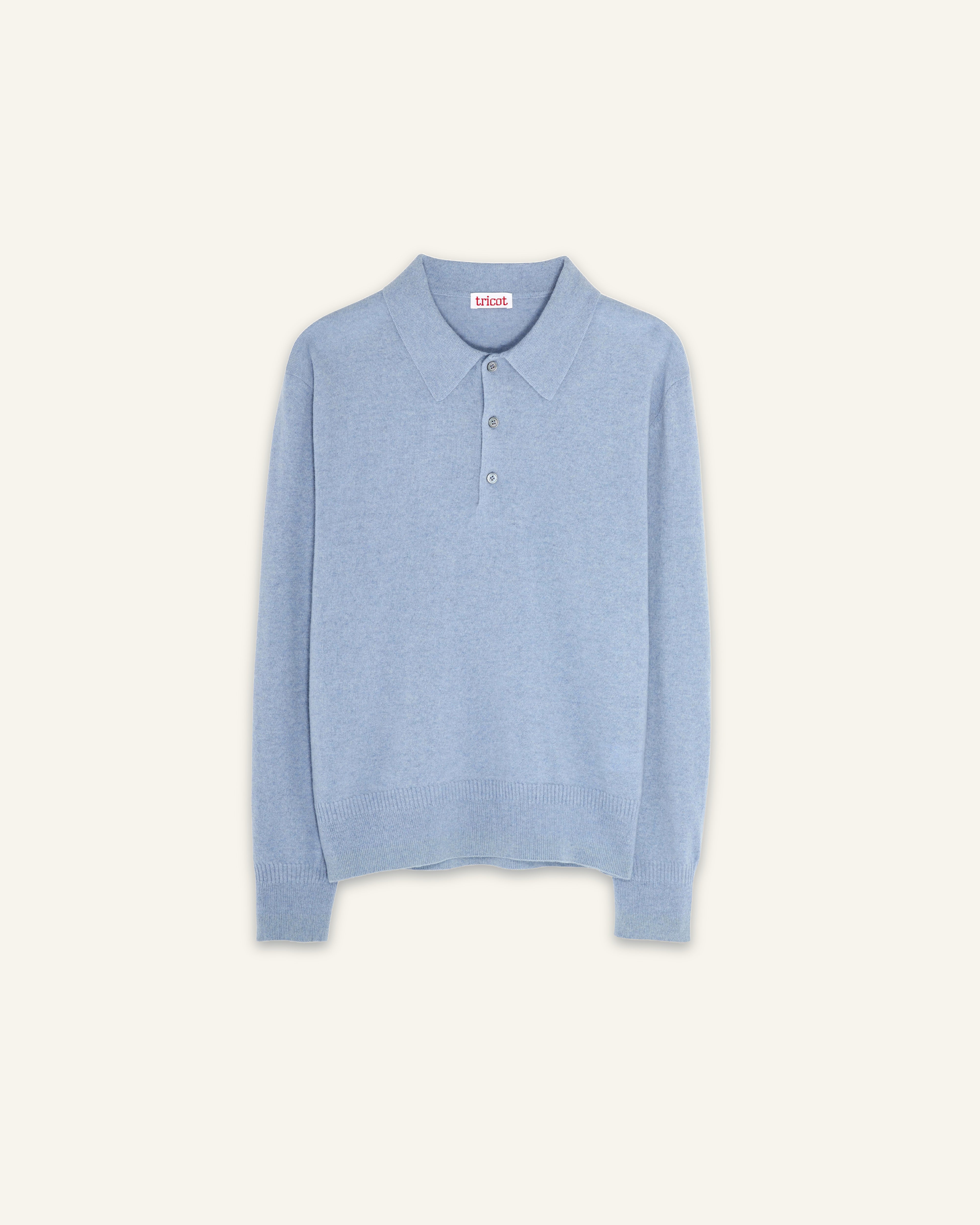 Polo cachemire léger Bleu ciel femme