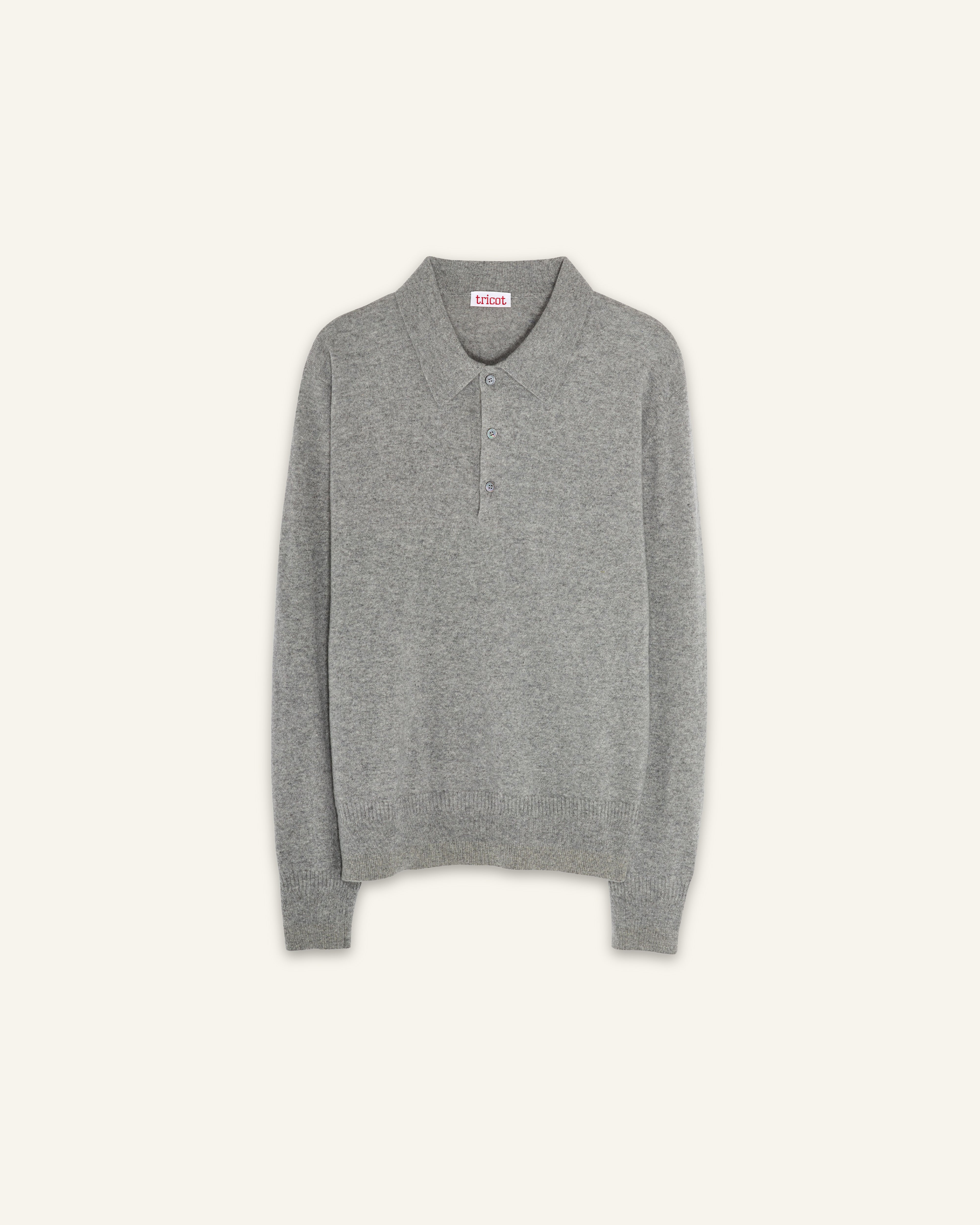 Polo cachemire léger Gris clair femme