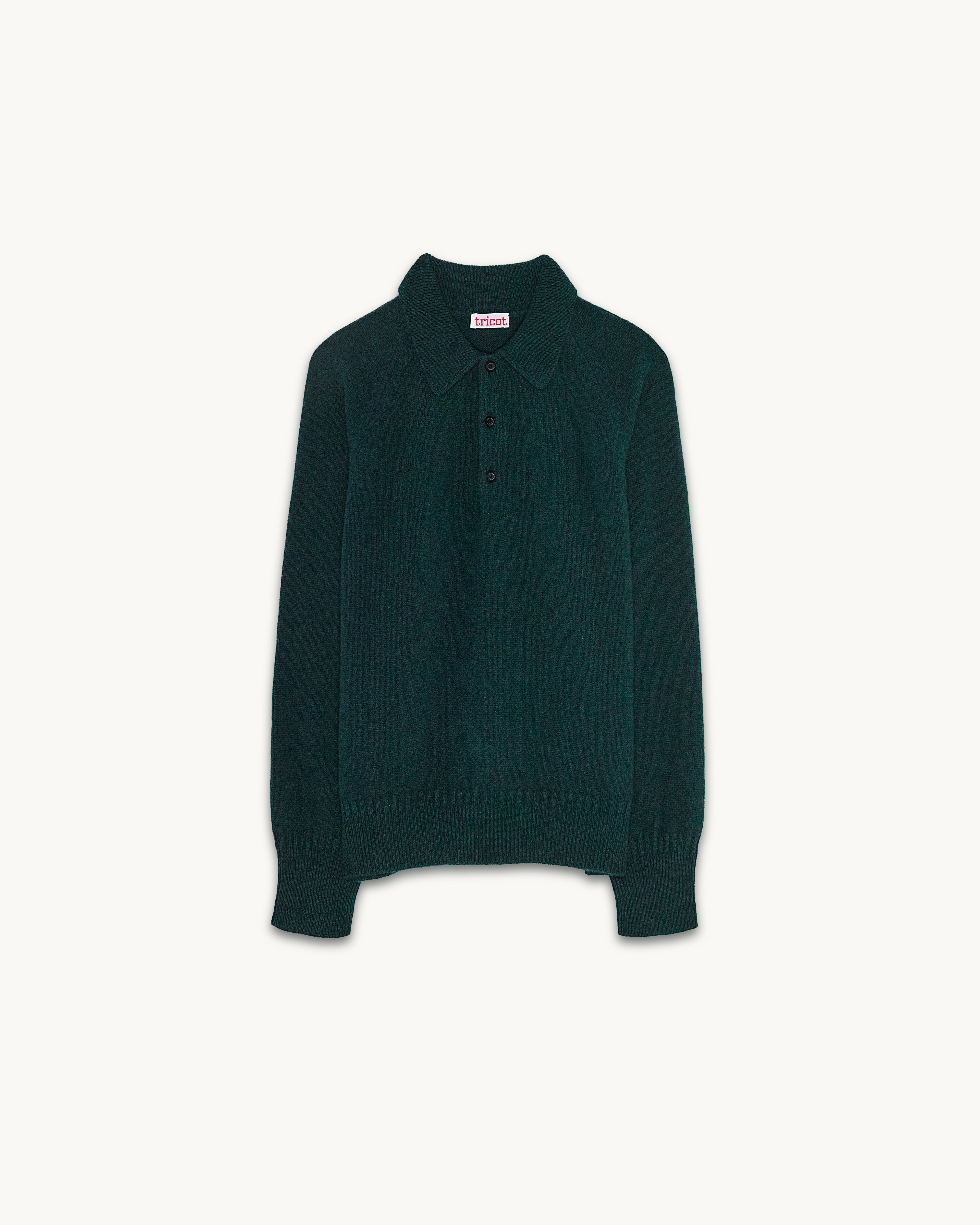 Polo en cachemire Vert Homme