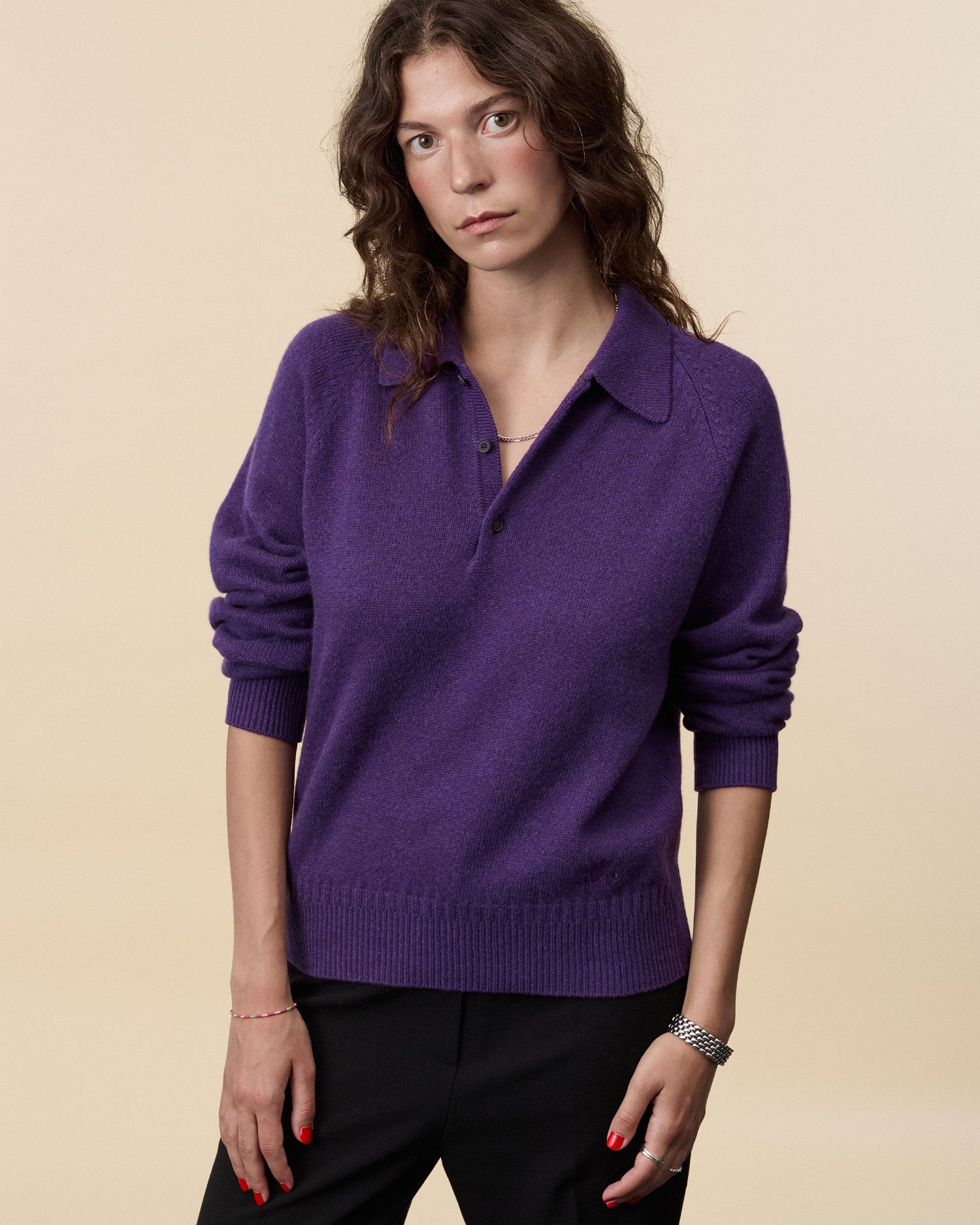 Women's Leo Purple Cashmere Polo Shirt