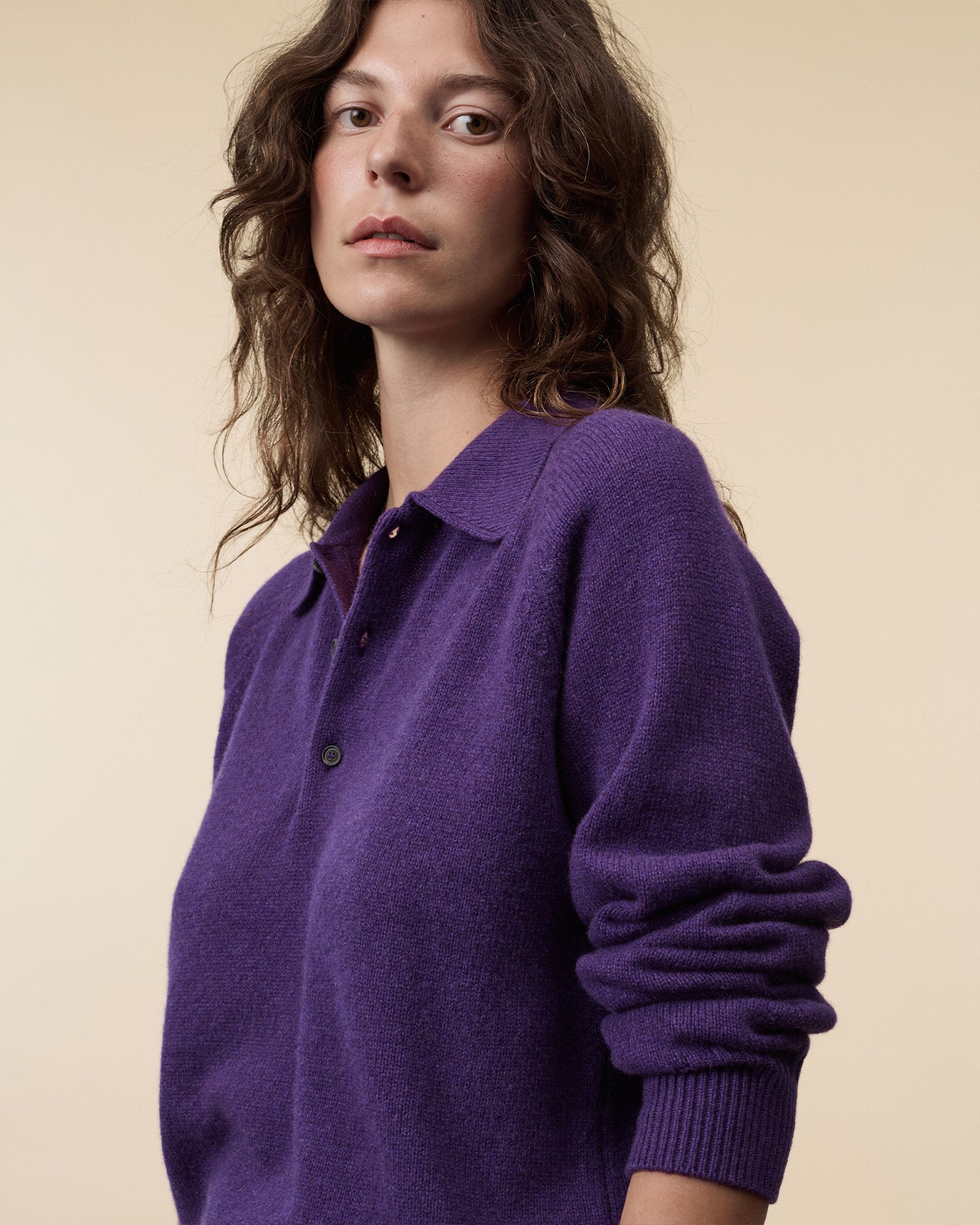 Women's Leo Purple Cashmere Polo Shirt