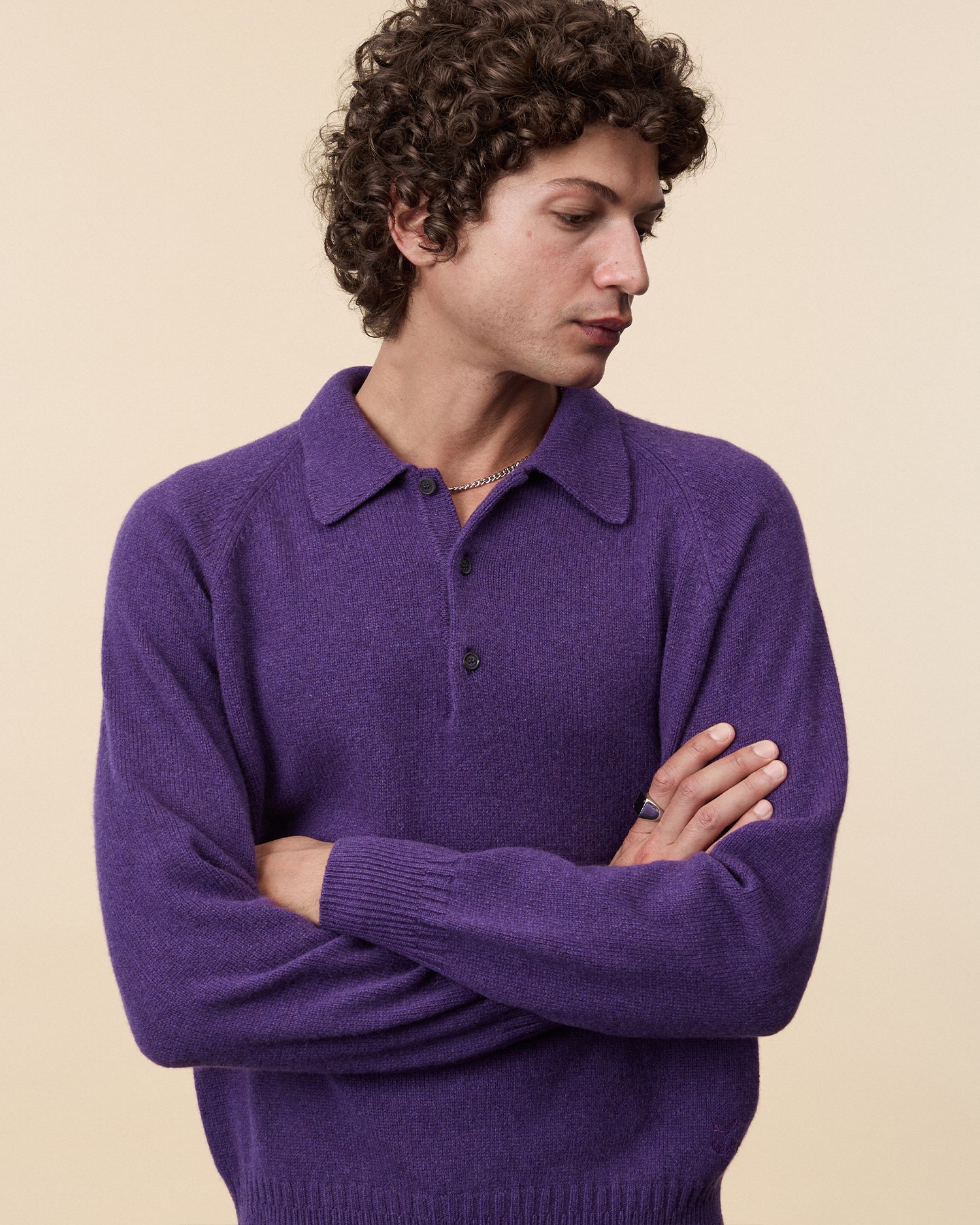 Men's Leo Purple Cashmere Polo Shirt