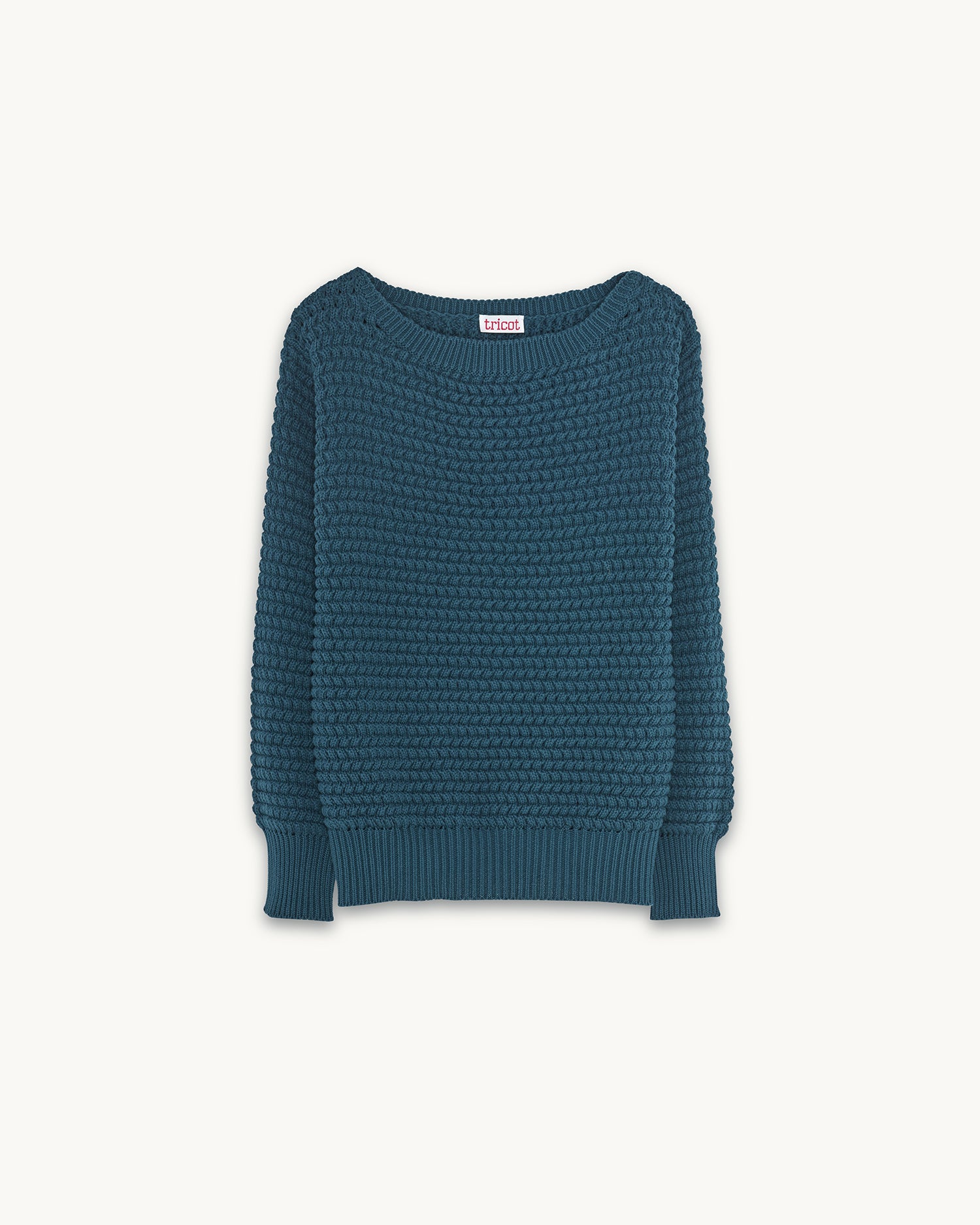 Pull col bateau en coton bio Bleu Femme