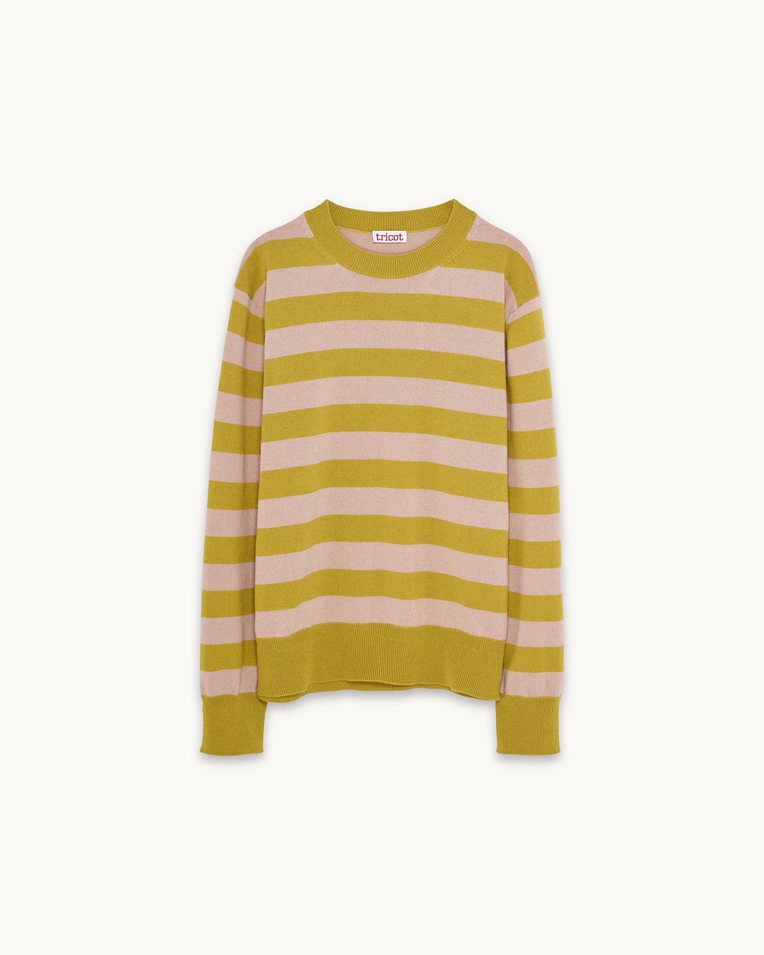 Col rond cachemire et coton Jaune et rose Femme