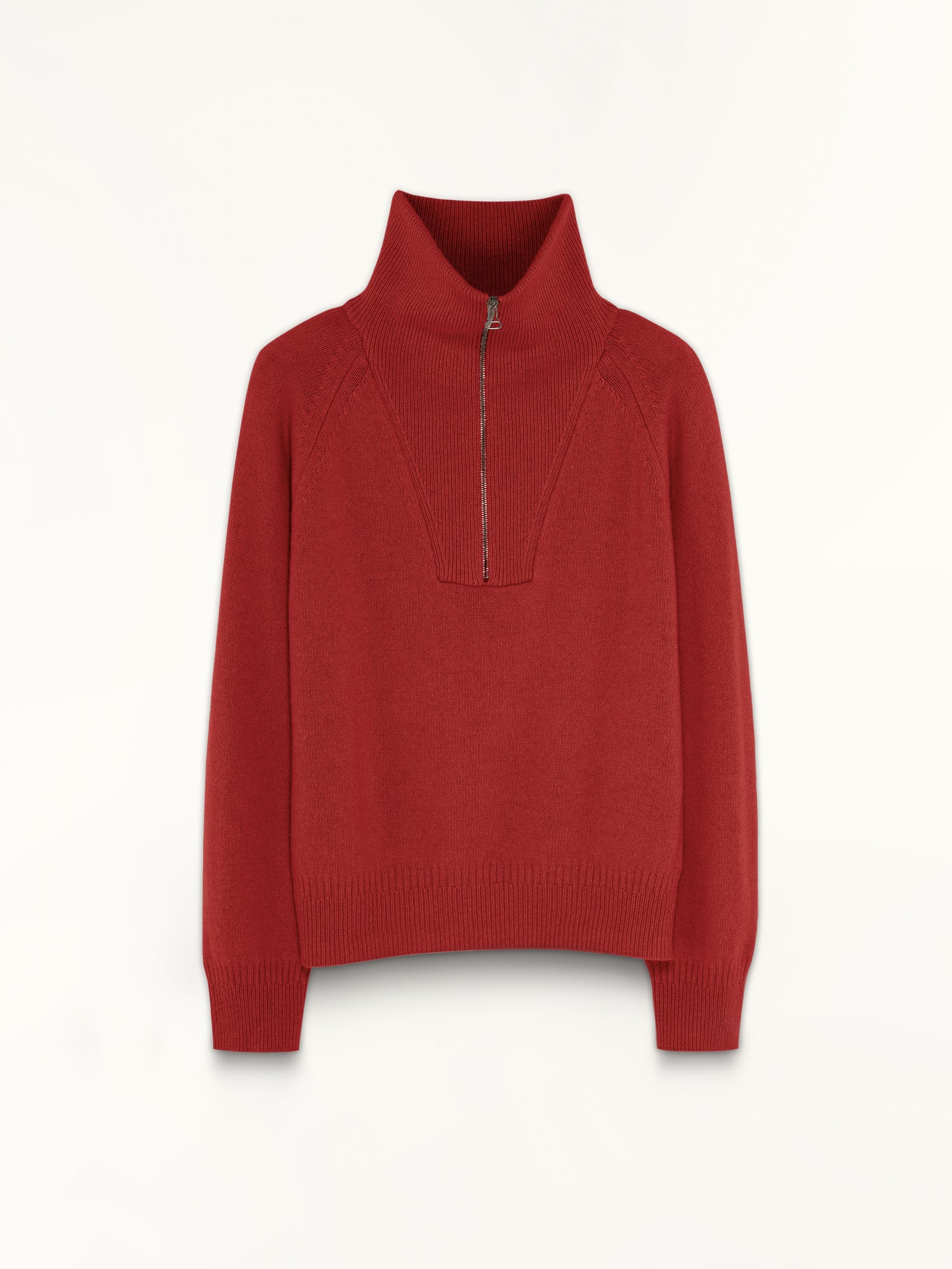 Women's Red Cashmere Zip Collar