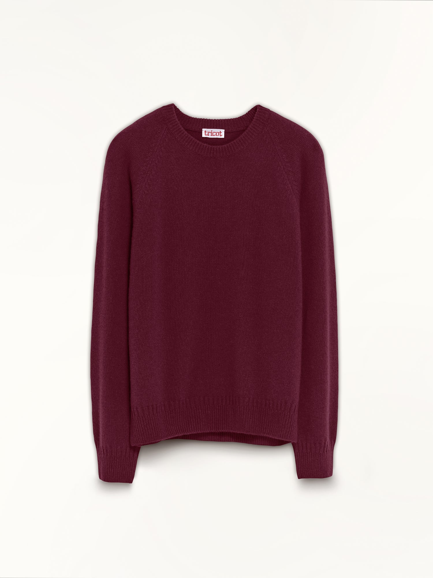 Men's cashmere crewneck sweater in burgundy