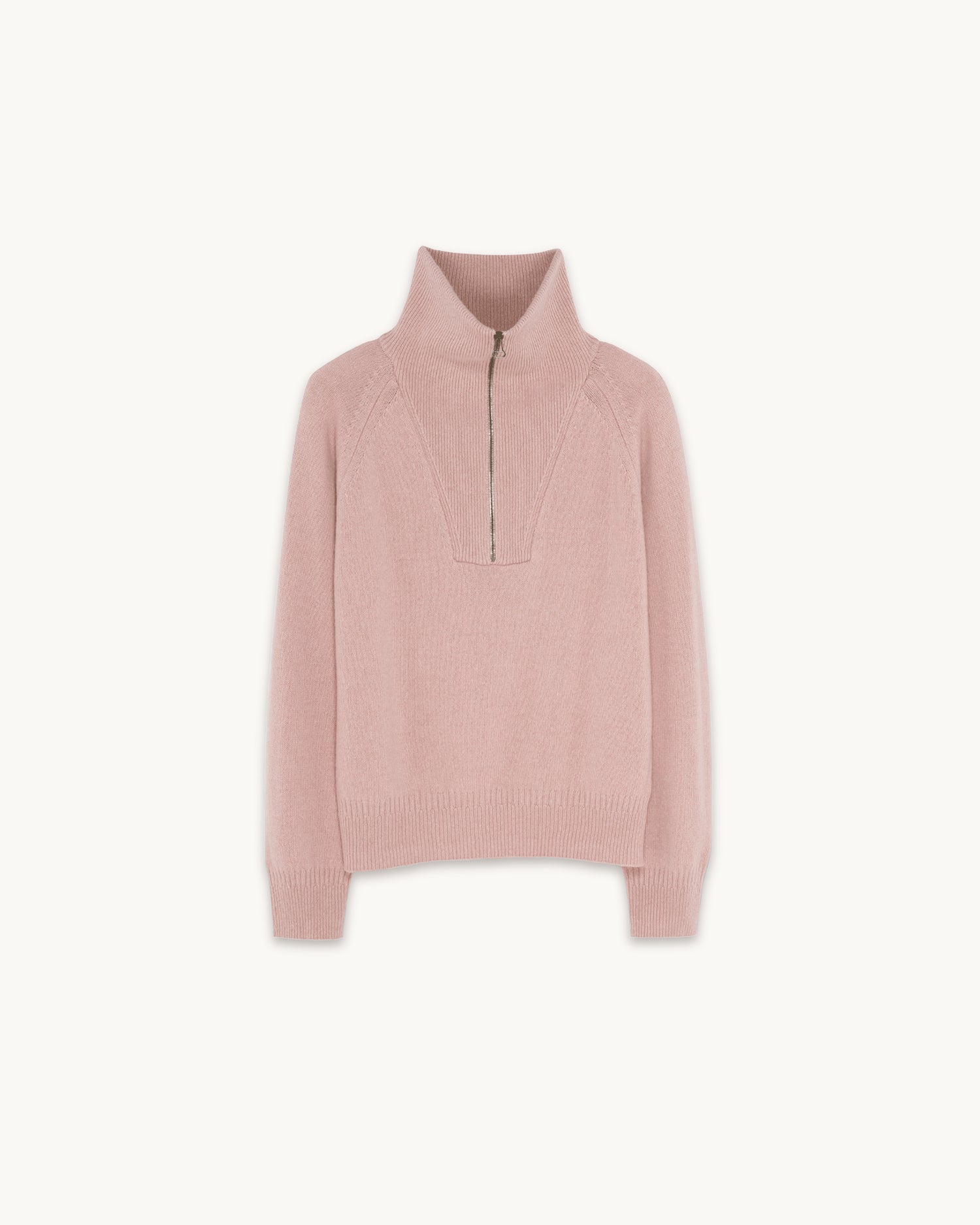 Men's pink cashmere zip collar