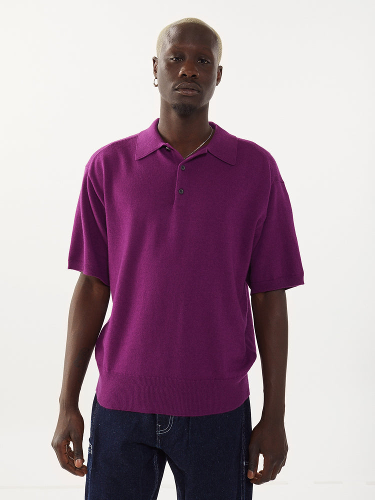 Men’s Magenta Recycled Cashmere & Cotton Polo