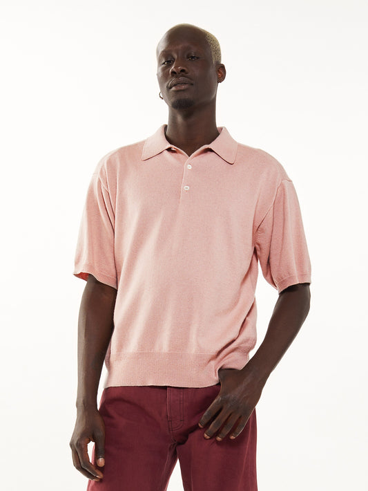 Polo en cachemire recyclé et coton Rose pour hommes