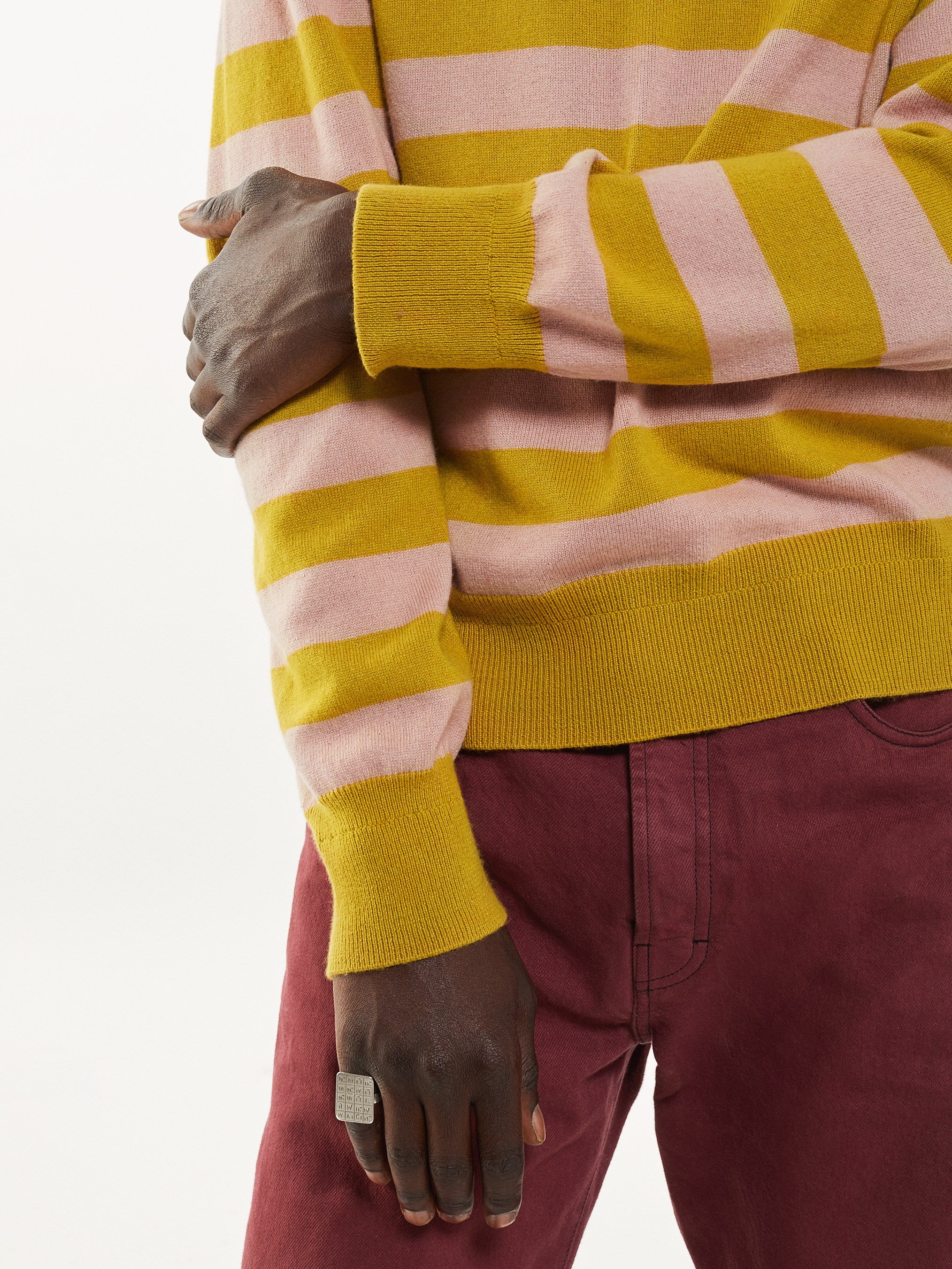 Men’s Pink Recycled Cashmere & Cotton Striped Sweater