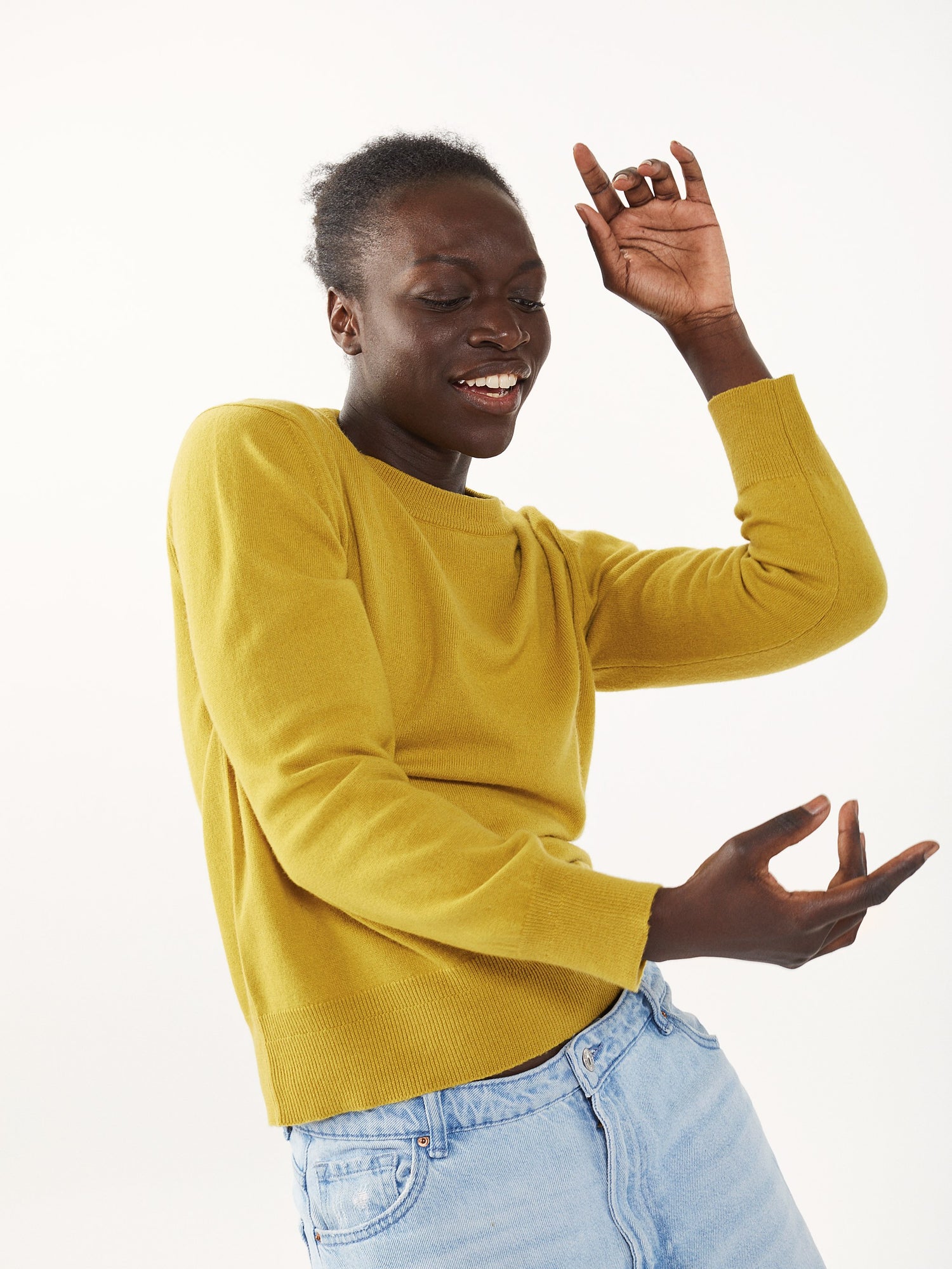 Pull en cachemire recyclé et coton Jaune pour femmes