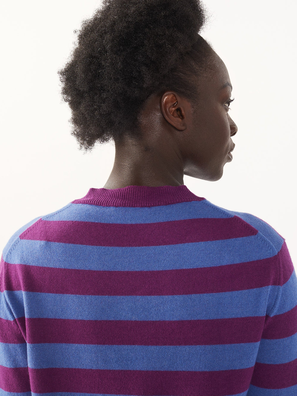 Women’s Magenta Recycled Cashmere & Cotton Striped Sweater